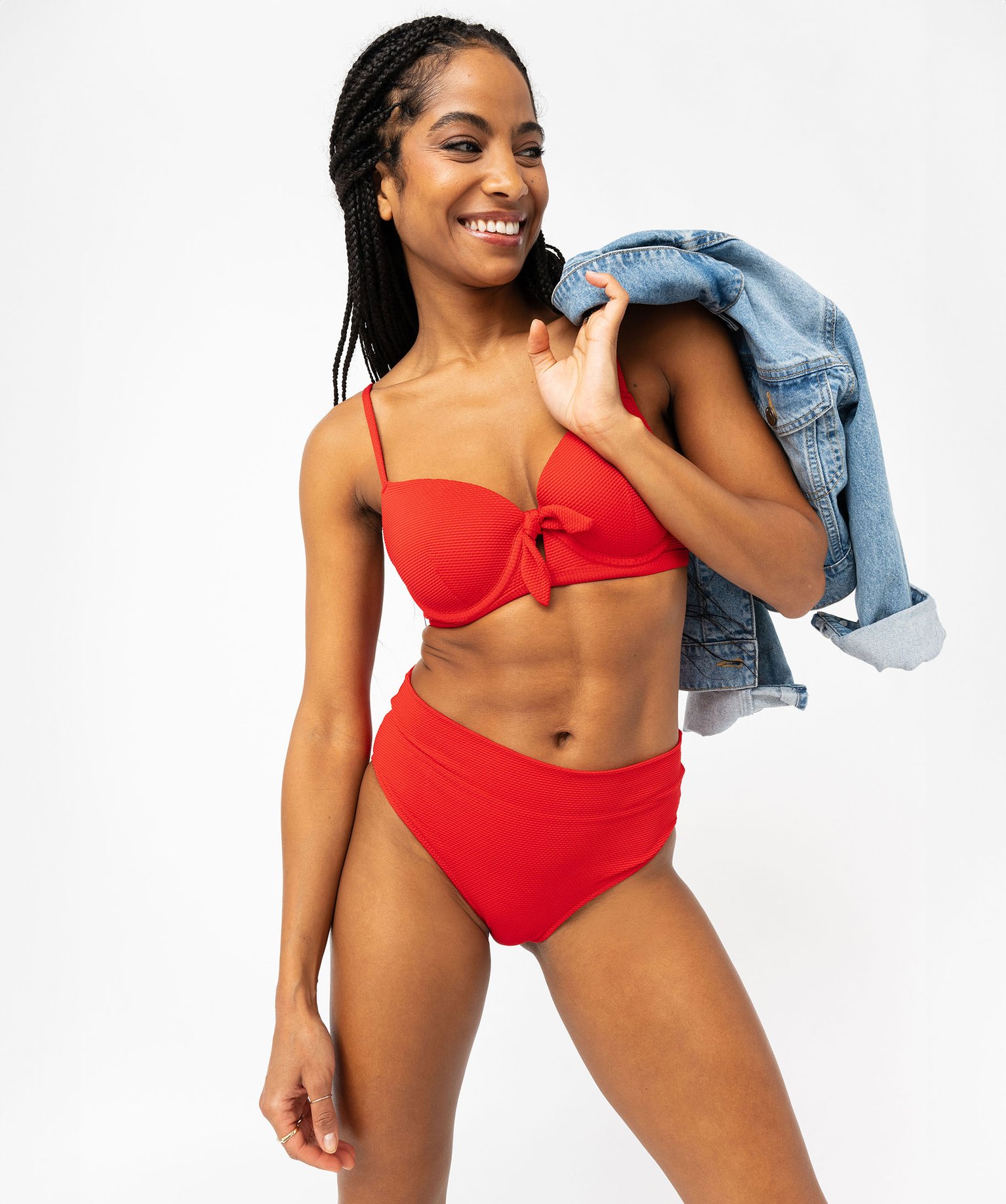 haut de maillot de bain forme corbeille en maille gaufree femme rouge haut de maillots de bain femme GEMO