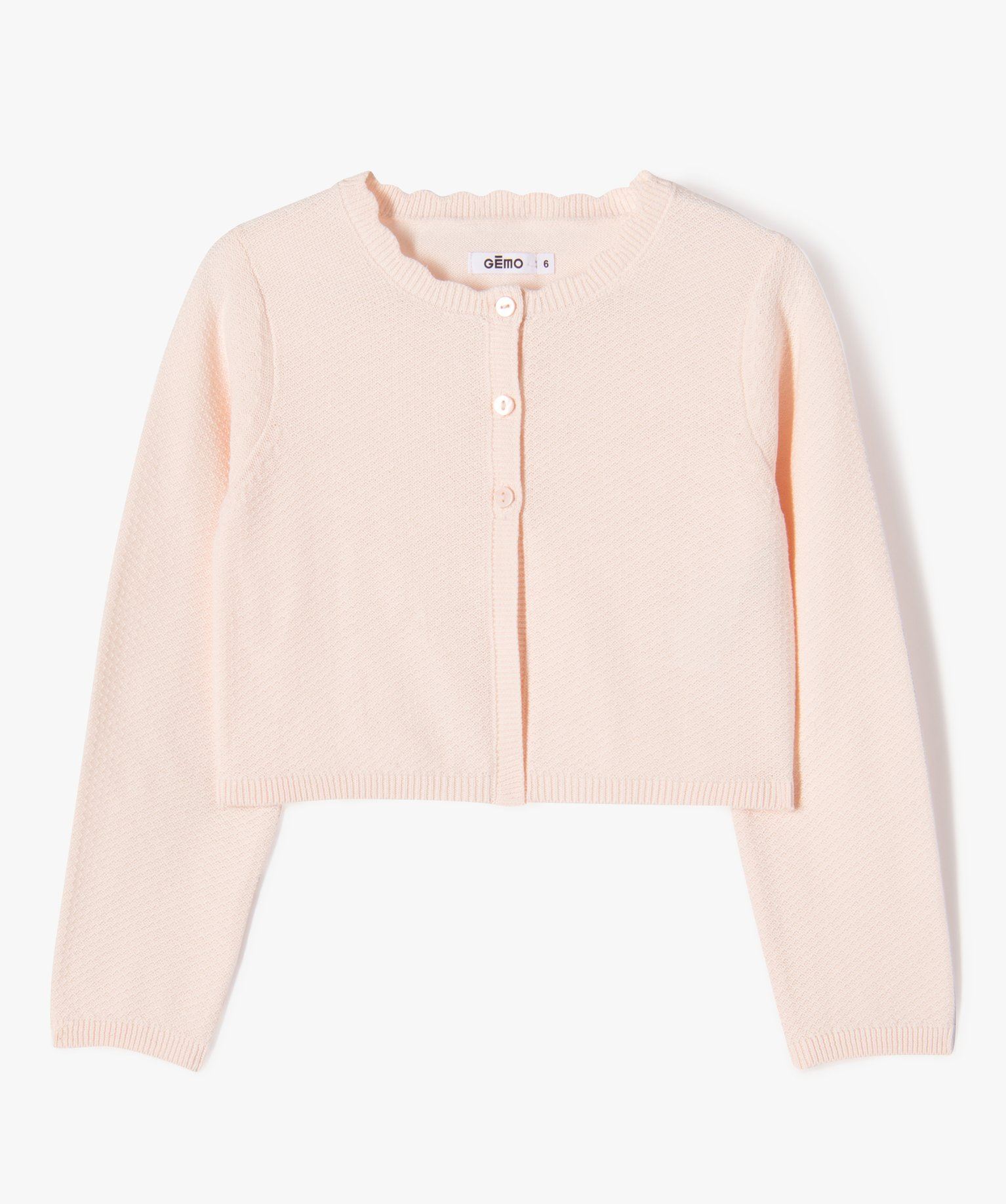 gilet court en maille fantaisie fille rose gilets fille GEMO