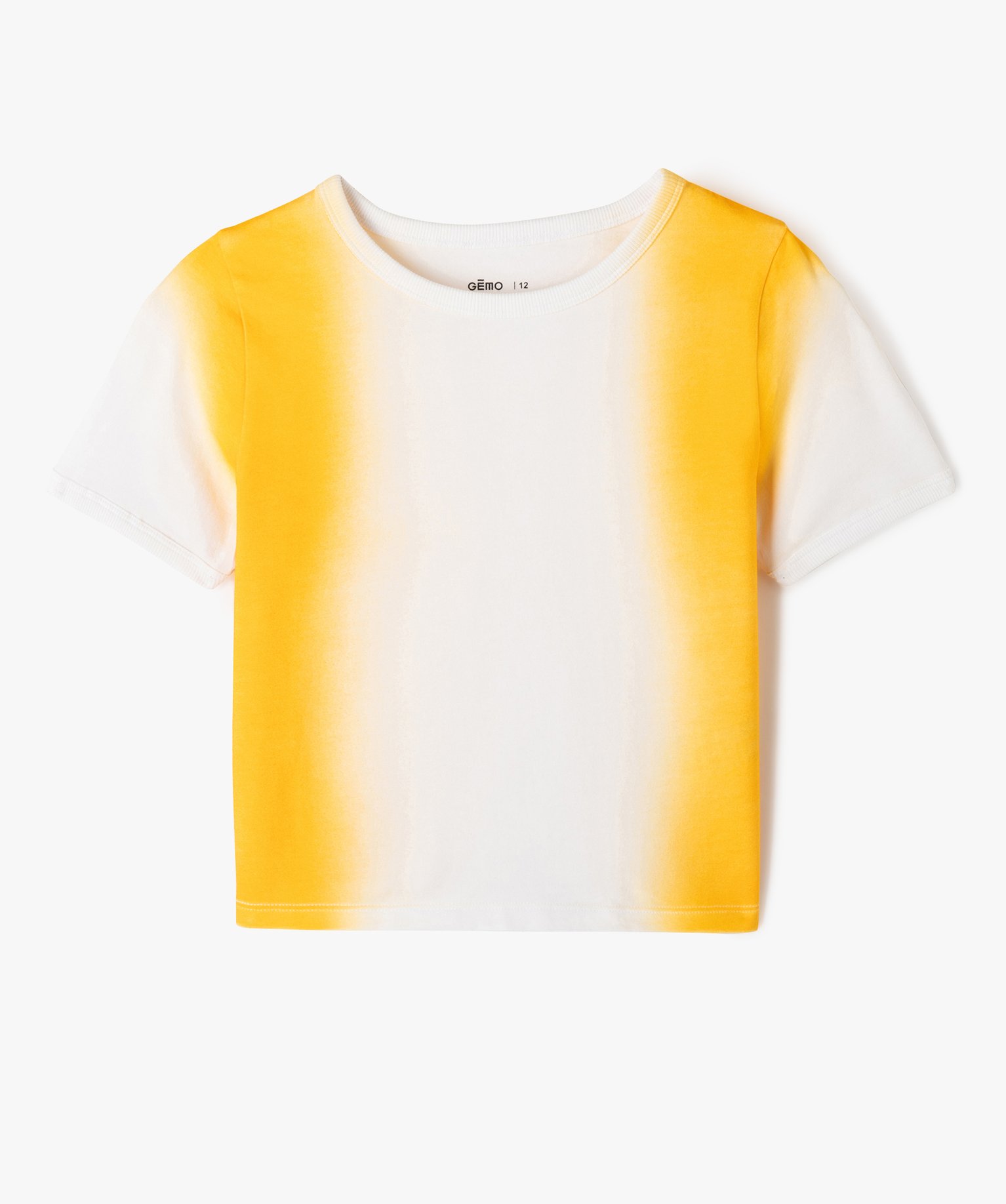 tee shirt a manches courtes coupe courte effet tie and dye fille jaune tee shirts fille GEMO