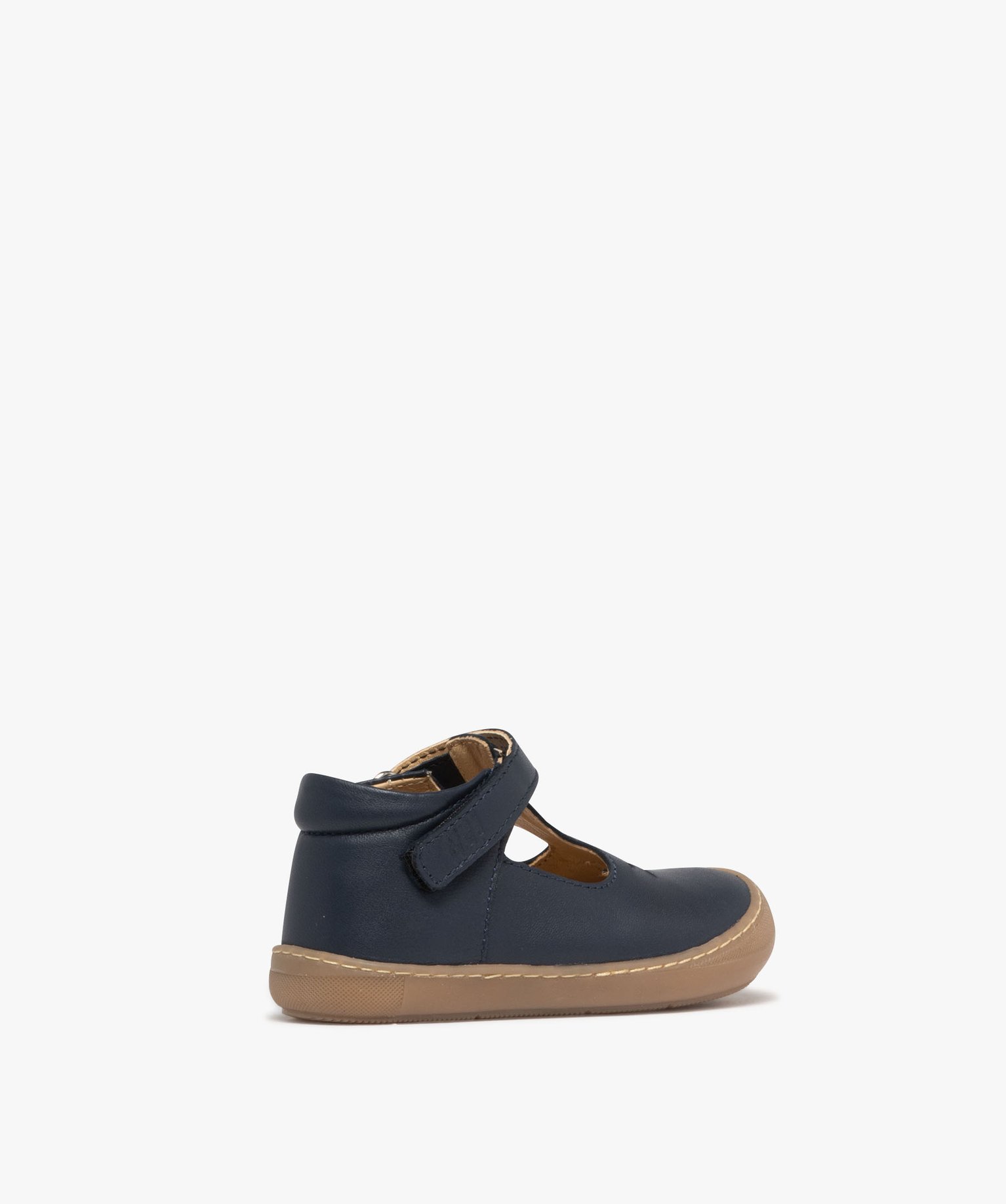 chaussures premiers pas bebe garcon salome en cuir uni et a scratch na bleu chaussures de parc bebe GEMO