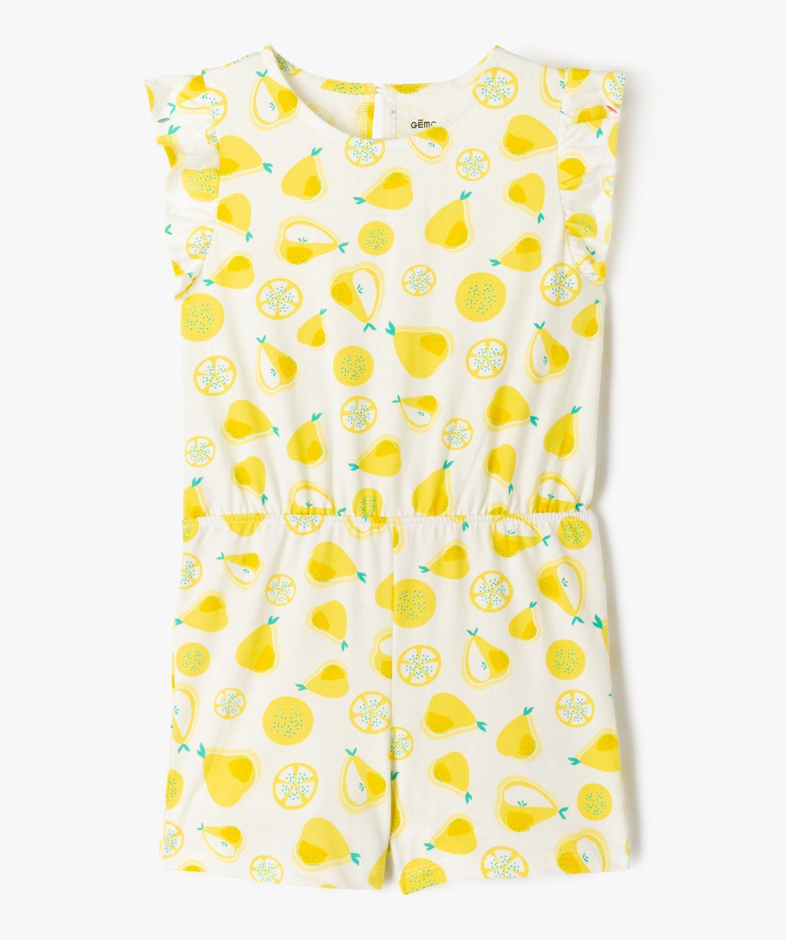 combishort sans manches en coton imprime fille blanc chine