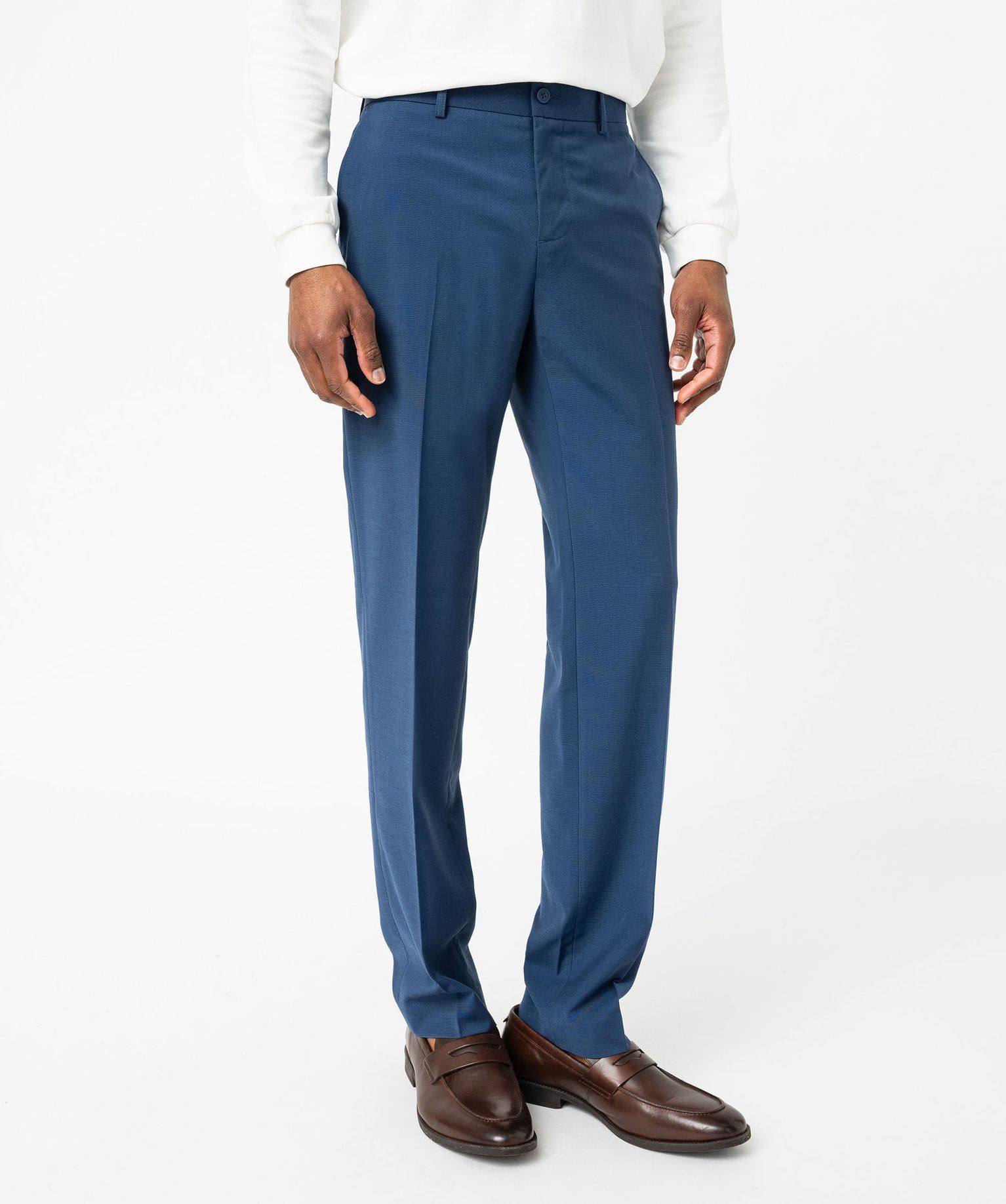 pantalon de costume ajuste homme bleu chine