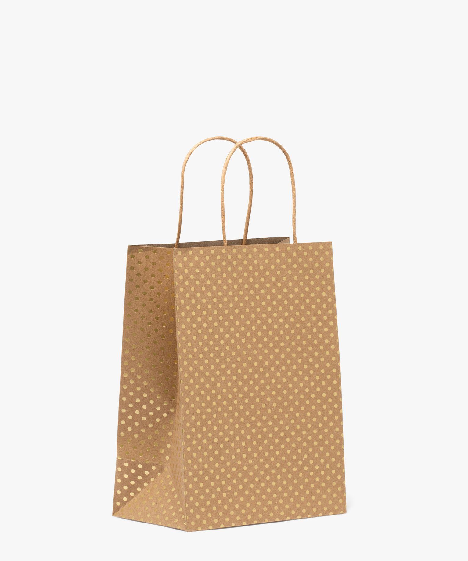 sac cadeau en papier a pois dores marron standard