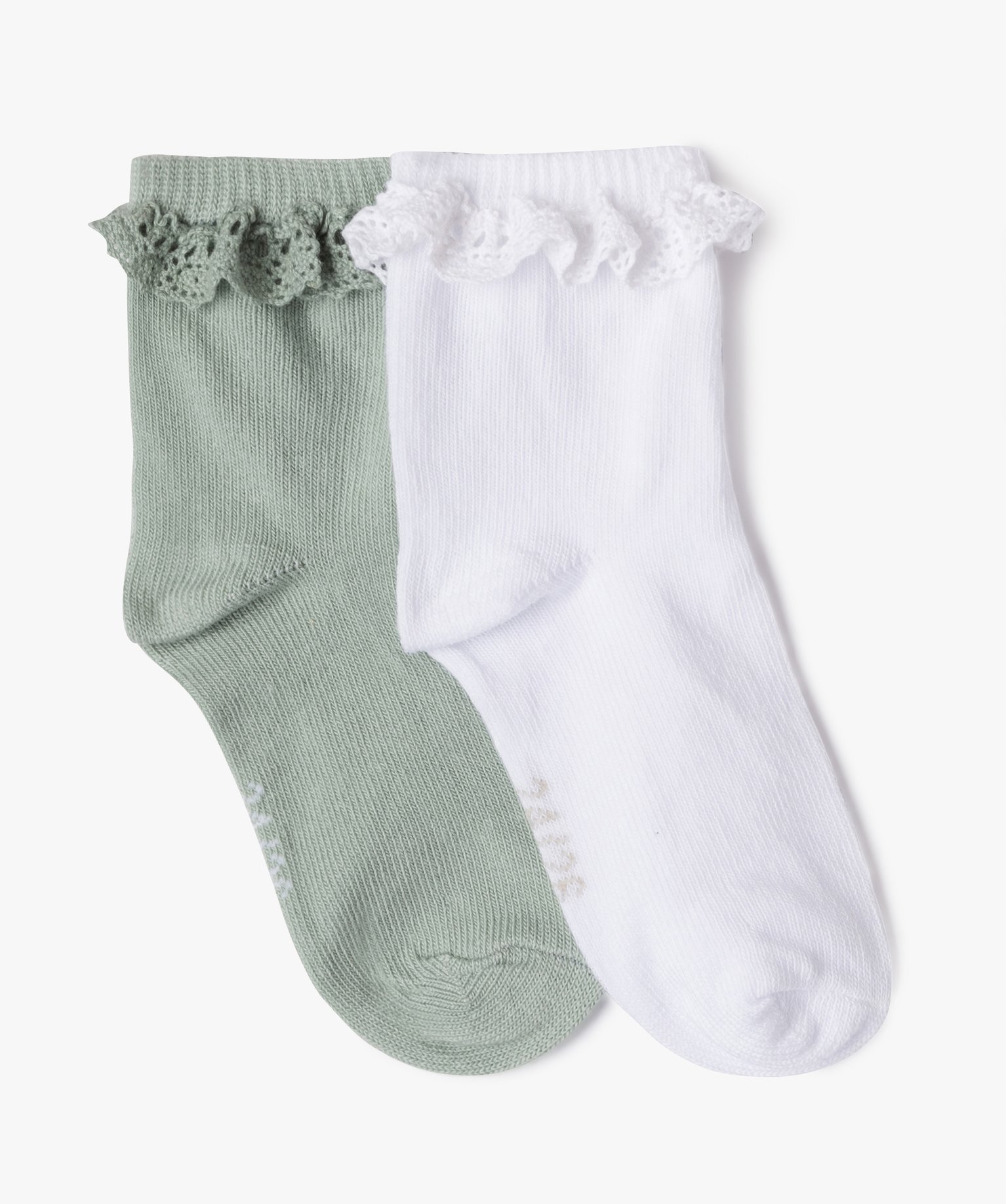 chaussettes bebe fille a volants lot de 2 vert standard chaussettes bebe GEMO