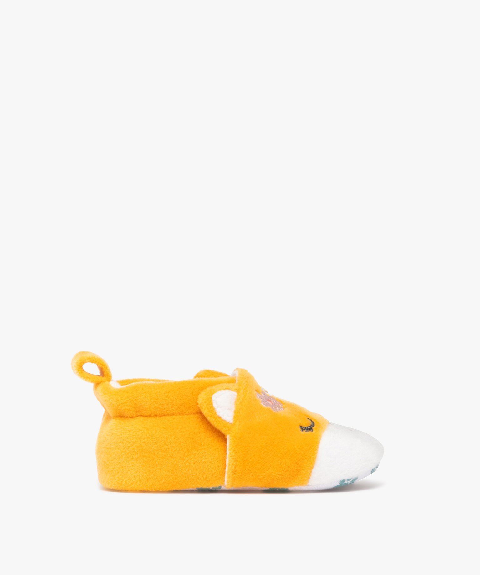 chaussons de naissance bebe fille renard en velours rose standard