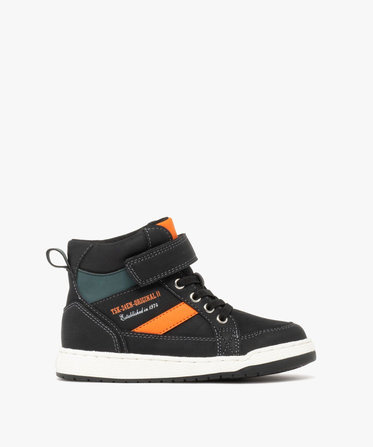baskets garcon mid-cut a scratch et bandes colorees noir standard baskets