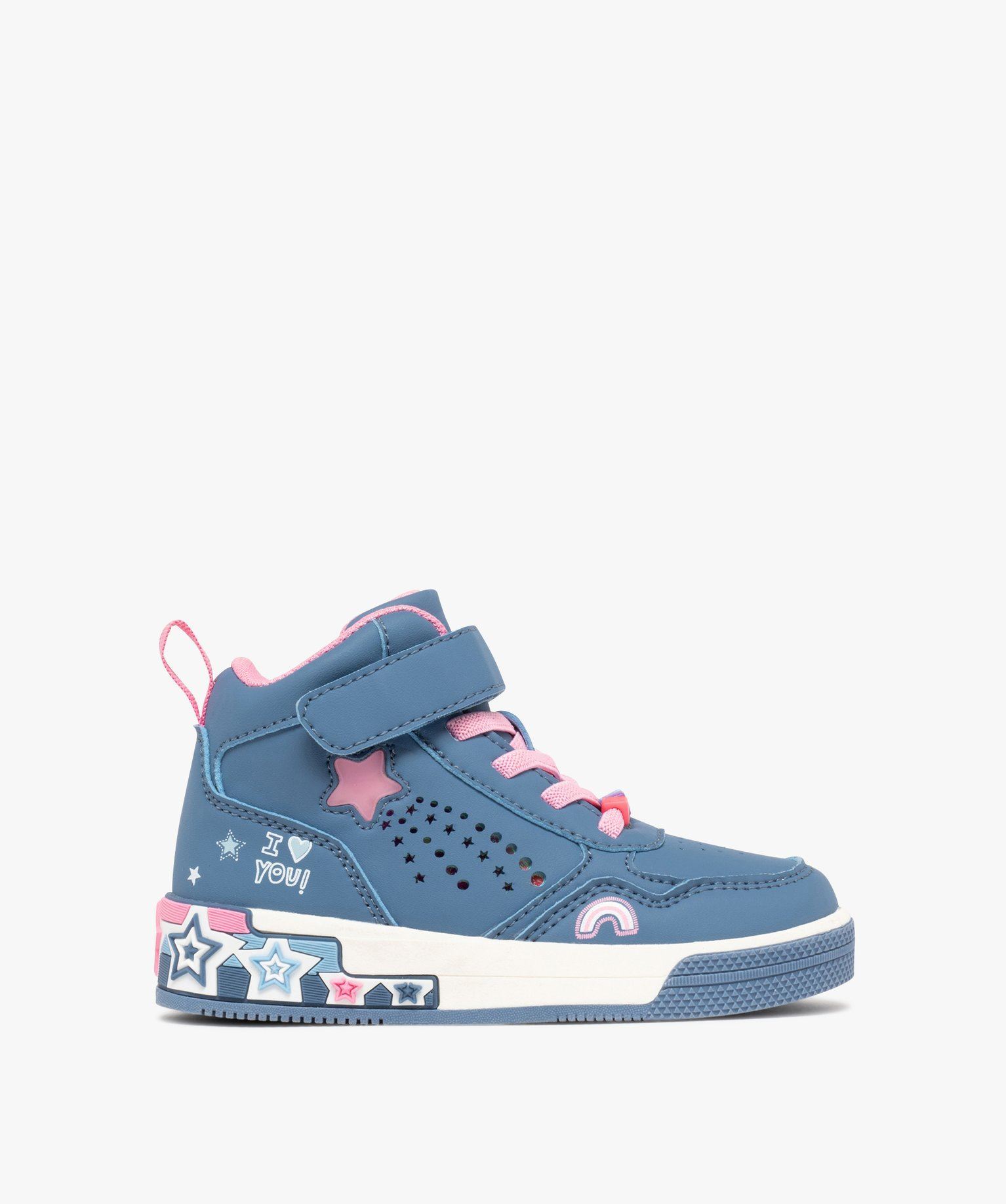 baskets fille mid-cut etoile lumineuse et a semelle fantaisie bleu standard baskets