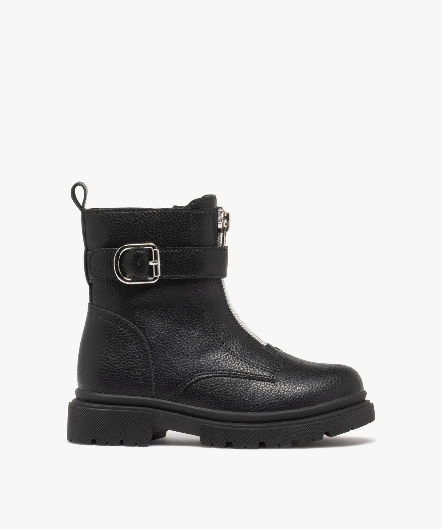 boots motardes grainees a semelle crantee fille noir vif bottes et boots