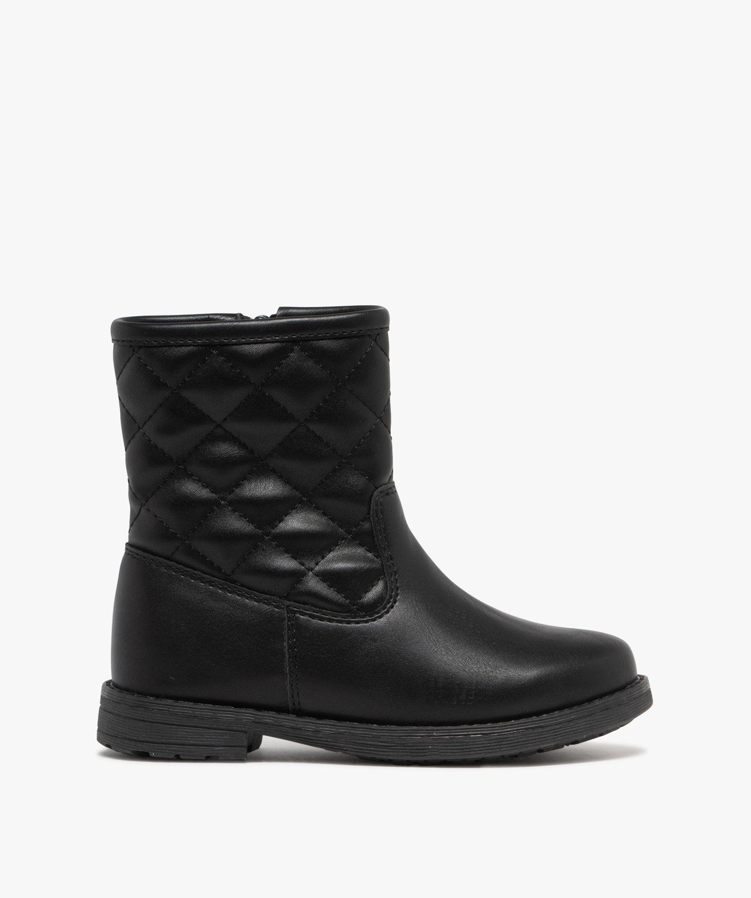 boots avec tige effet matelasse fille noir vif