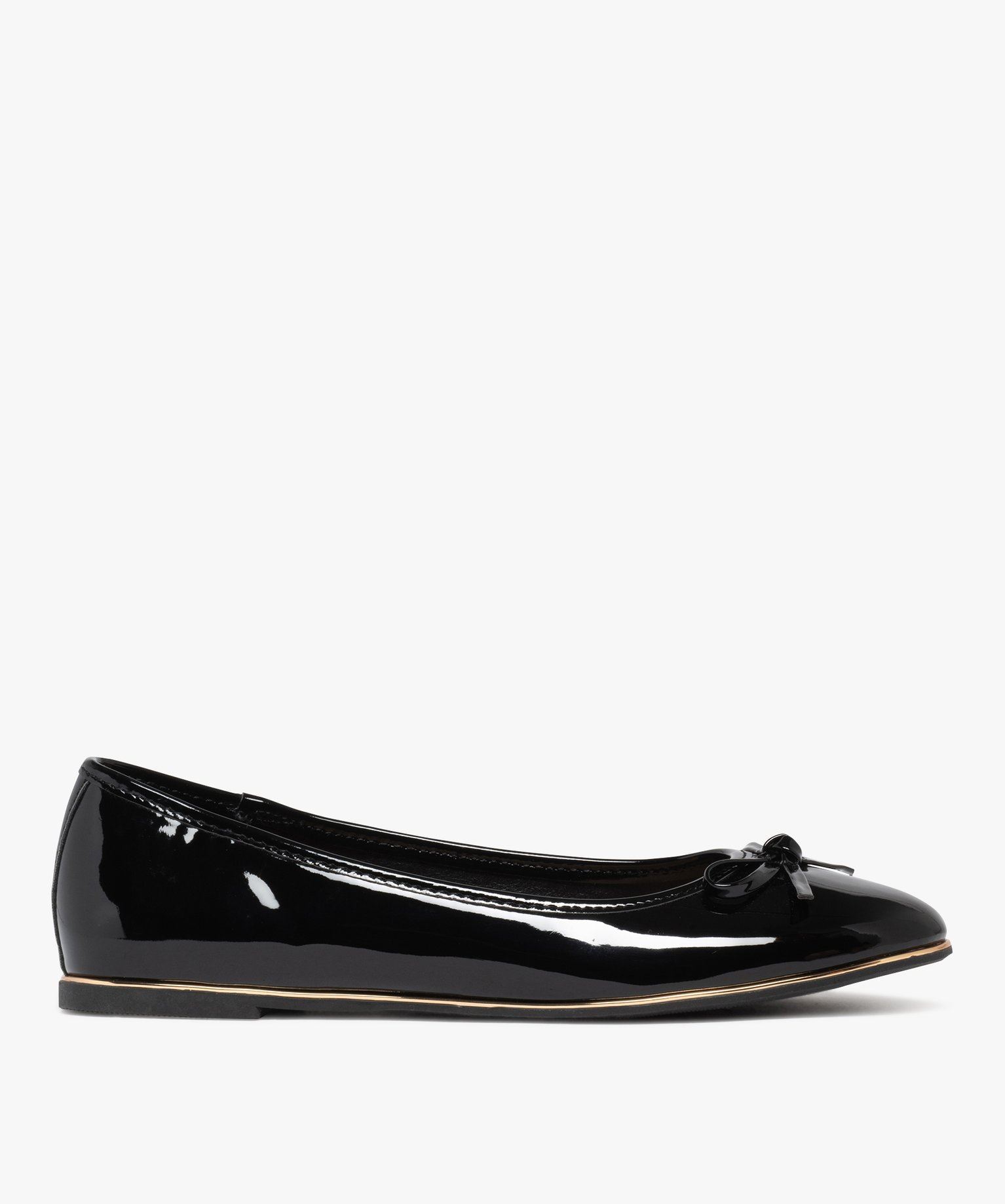 ballerines femme vernies a lisere dore et noeud fantaisie noir standard ballerines