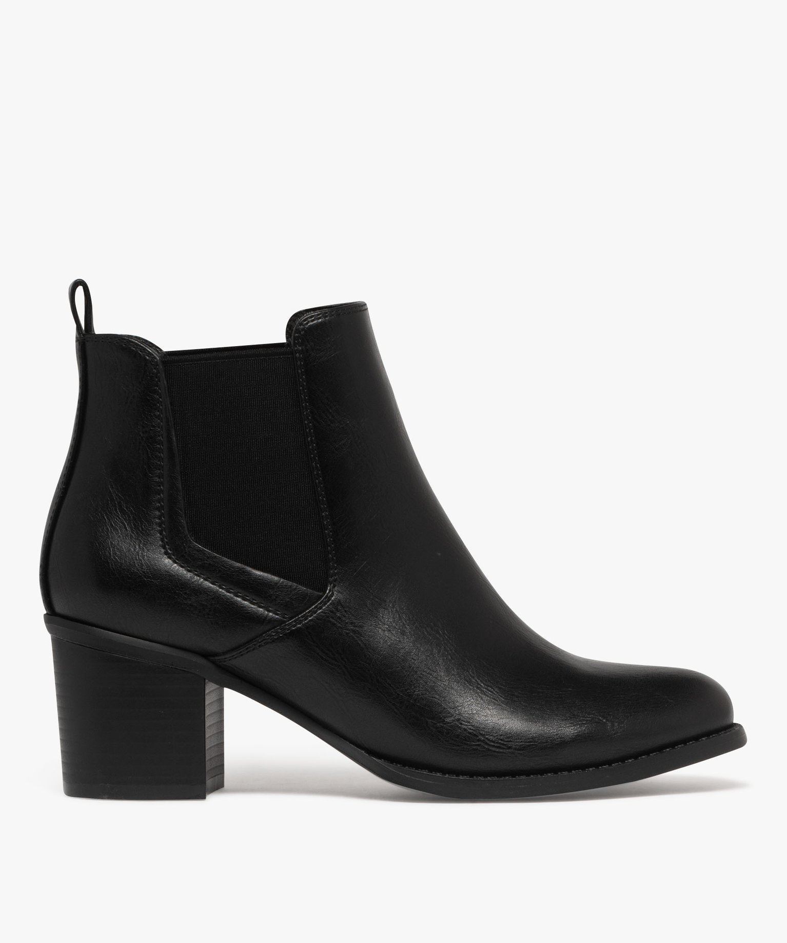 boots femme unies a talon moyen style chelsea noir standard