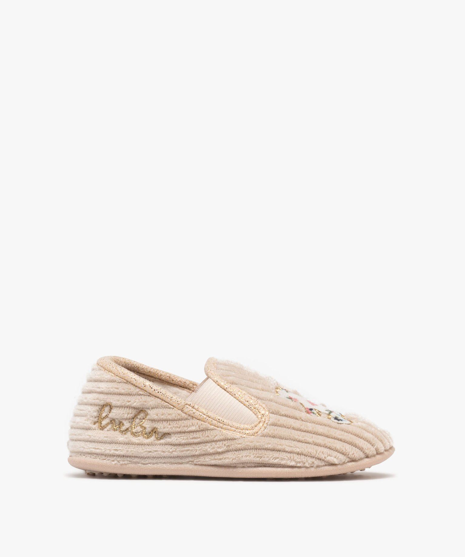 chaussons en velours cotele fille - lulucastagnette beige standard