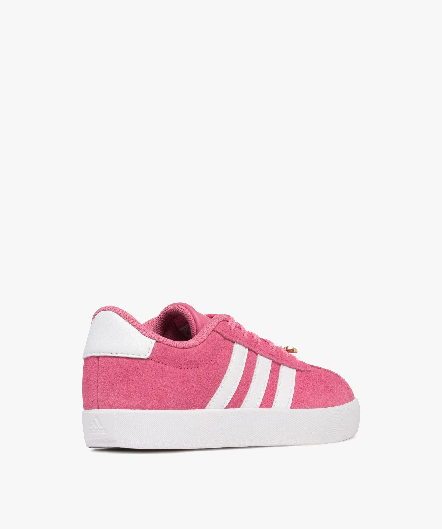 baskets fille dessus en cuir suede et a lacets avec bijou dore vl court adidas rose vif baskets fille GEMO