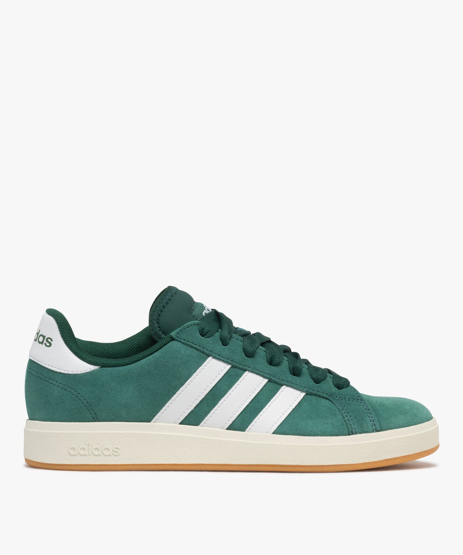 baskets homme en cuir suede style retro et a bandes laterales grand court 2000 - adidas vert standard