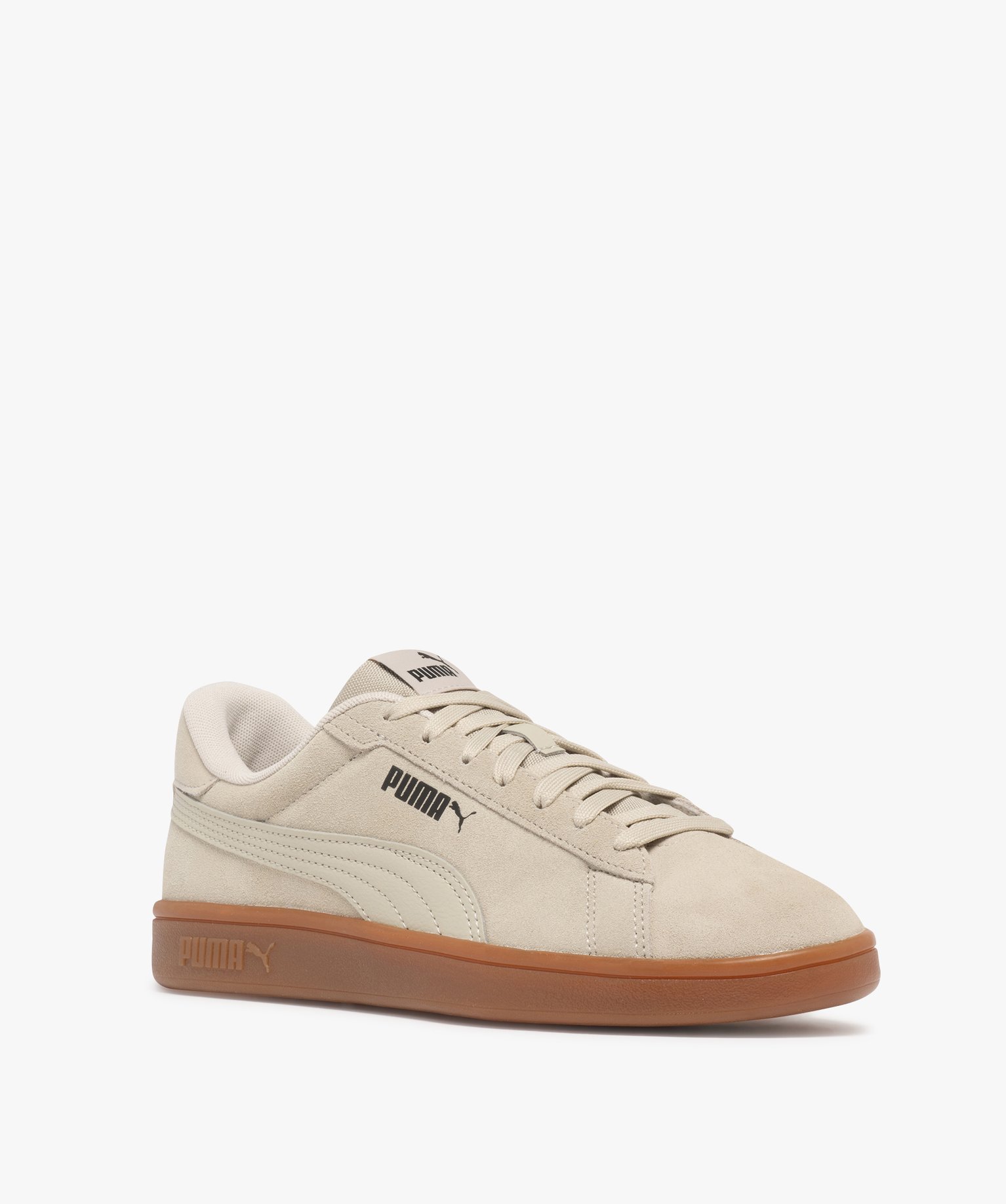 baskets homme en cuir suede avec semelle effet gomme smash puma beige standard homme GEMO