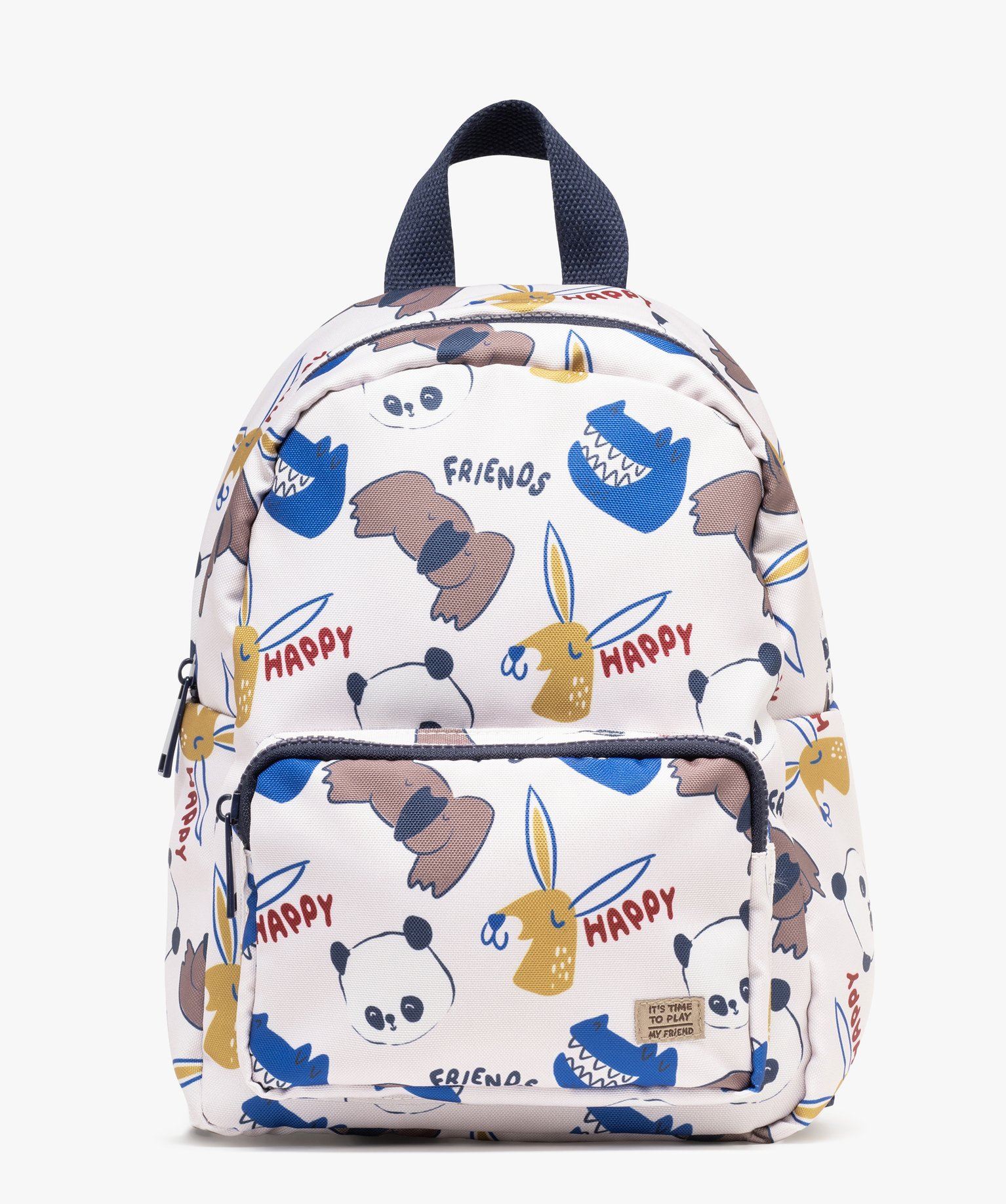 sac a dos a motifs animaux garcon beige