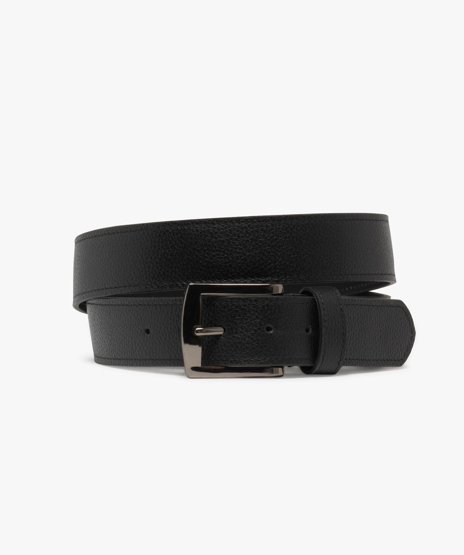 ceinture dessus cuir graine avec grosse boucle rectangle homme noir standard