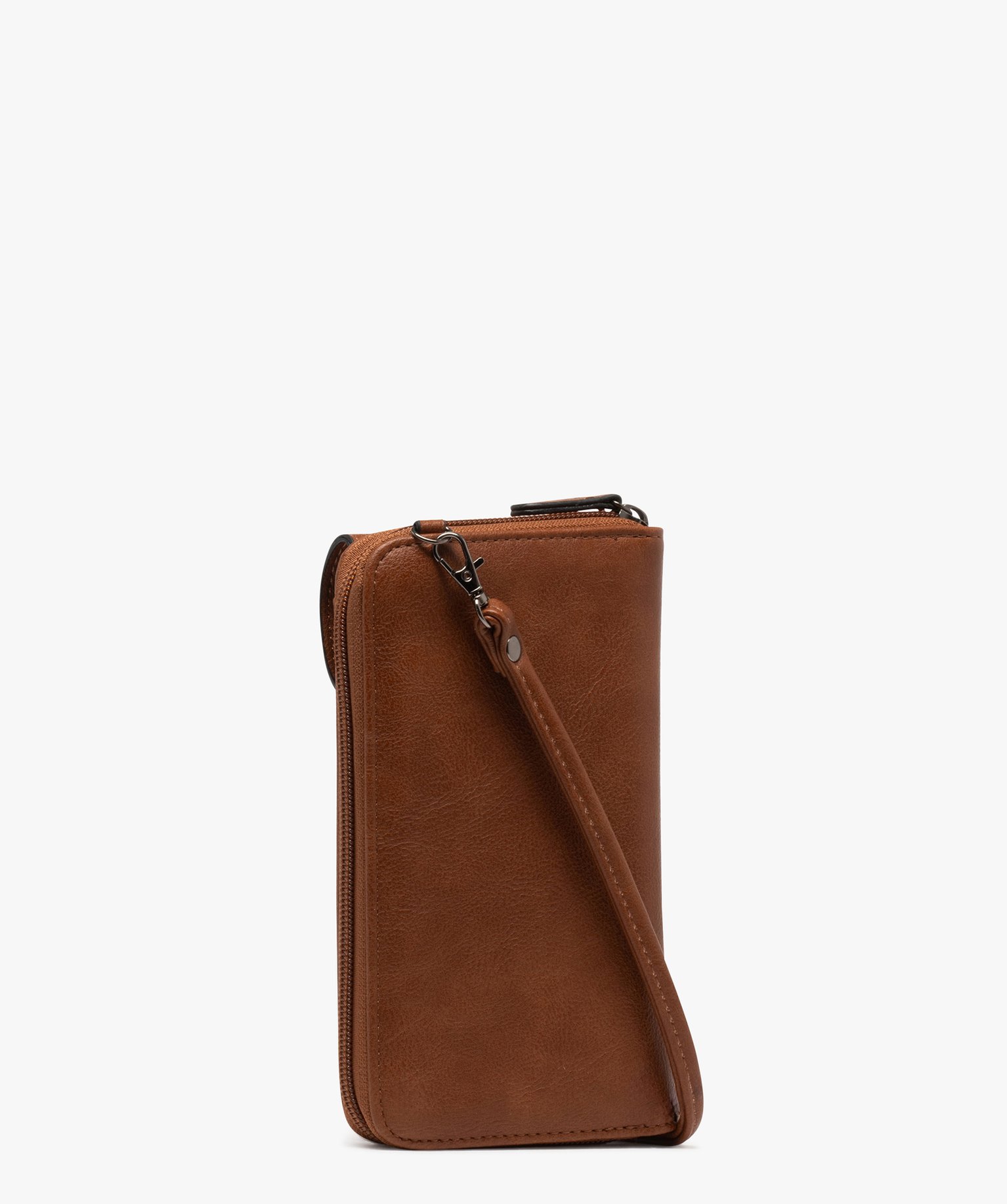 pochette porte feuille avec bandouliere amovible femme marron vif porte monnaie et portefeuilles femme GEMO