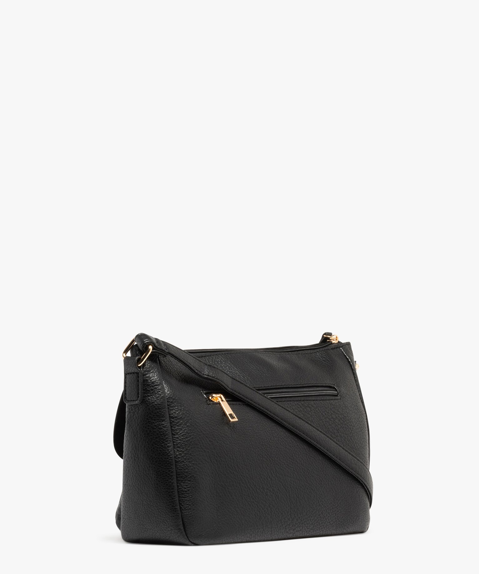 sac besace grand format a rabat brillant femme noir standard sacs bandouliere femme GEMO