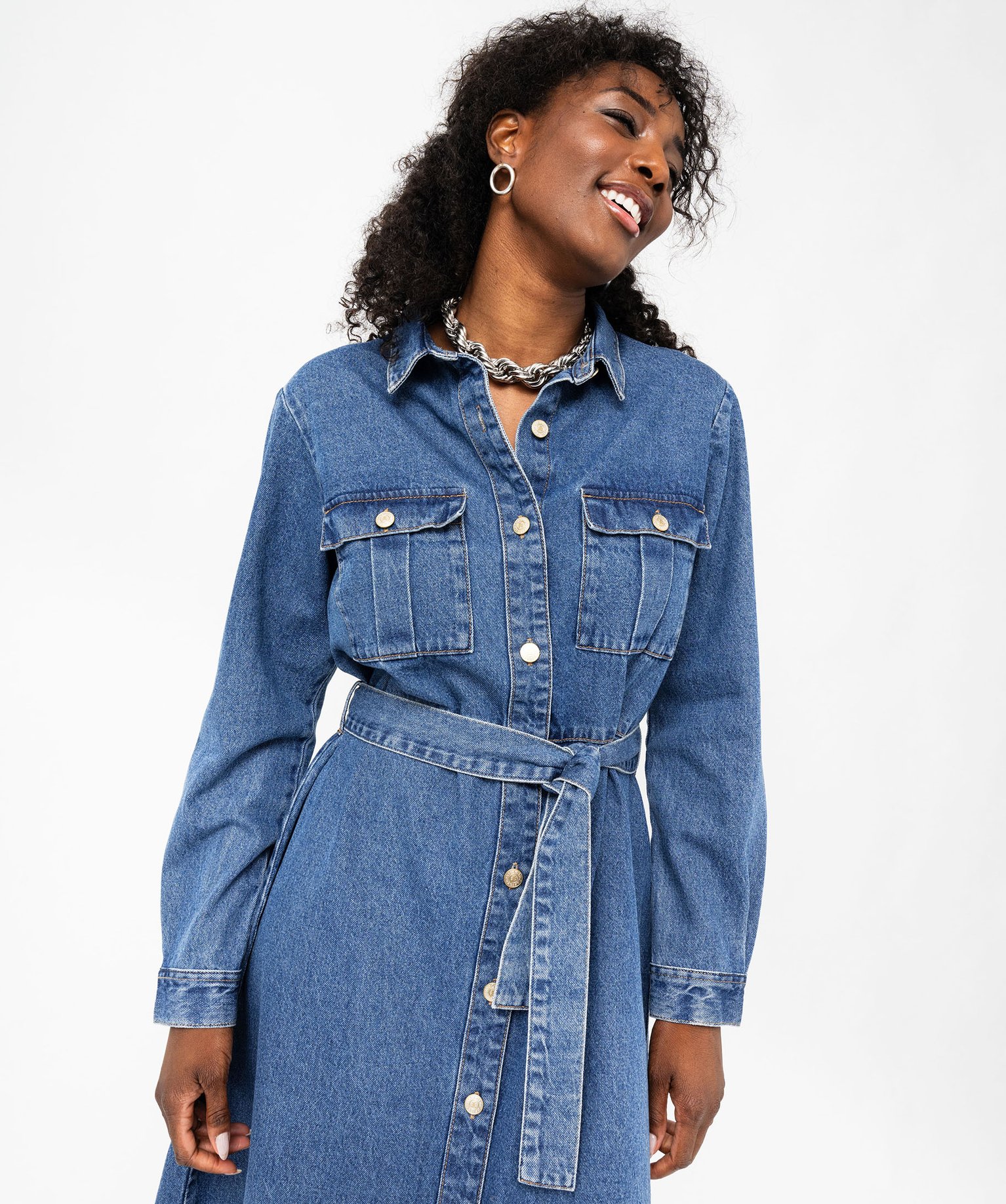 Robe en jean femme manche longue best sale