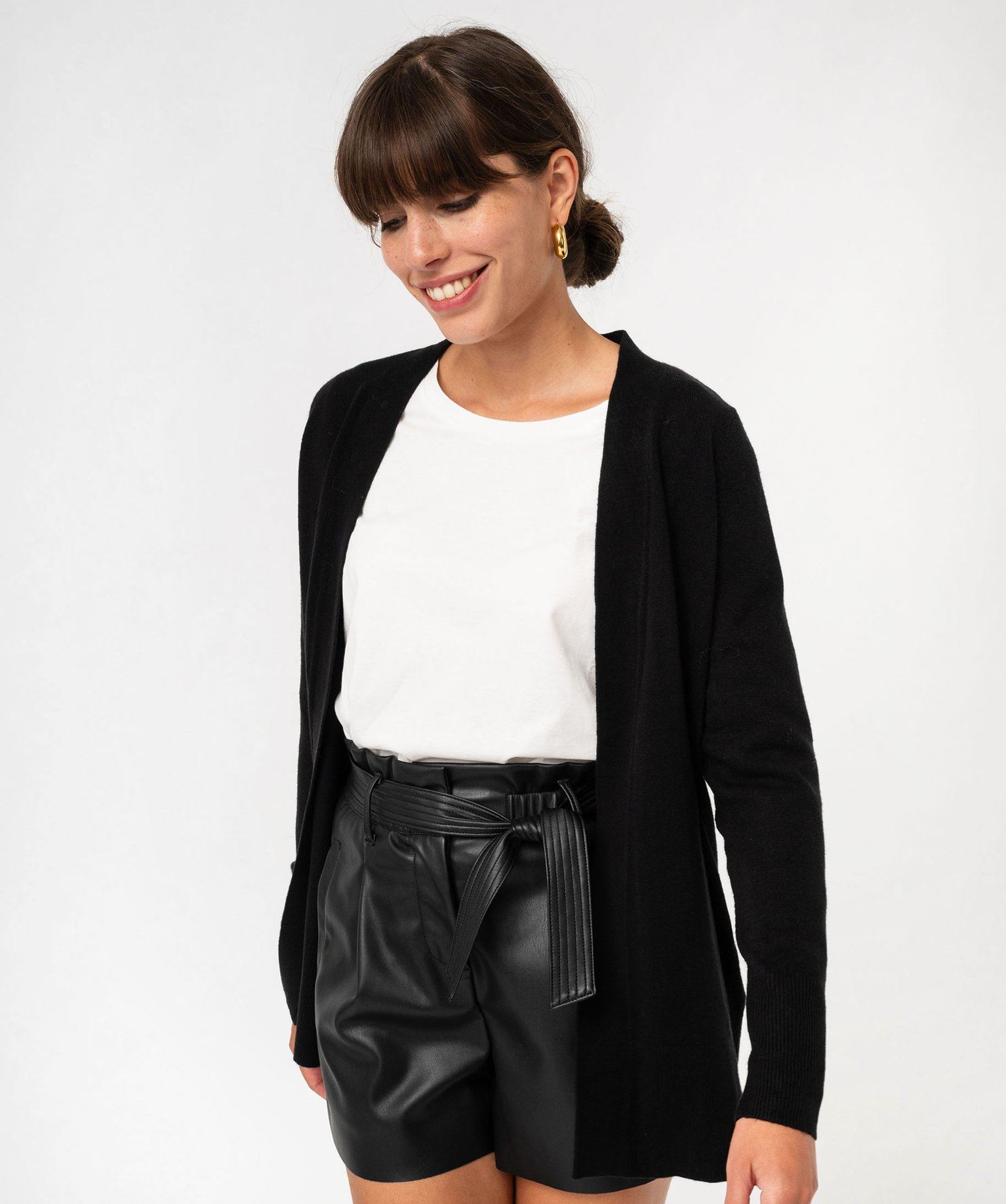 gilet long porte ouvert femme noir standard gilets