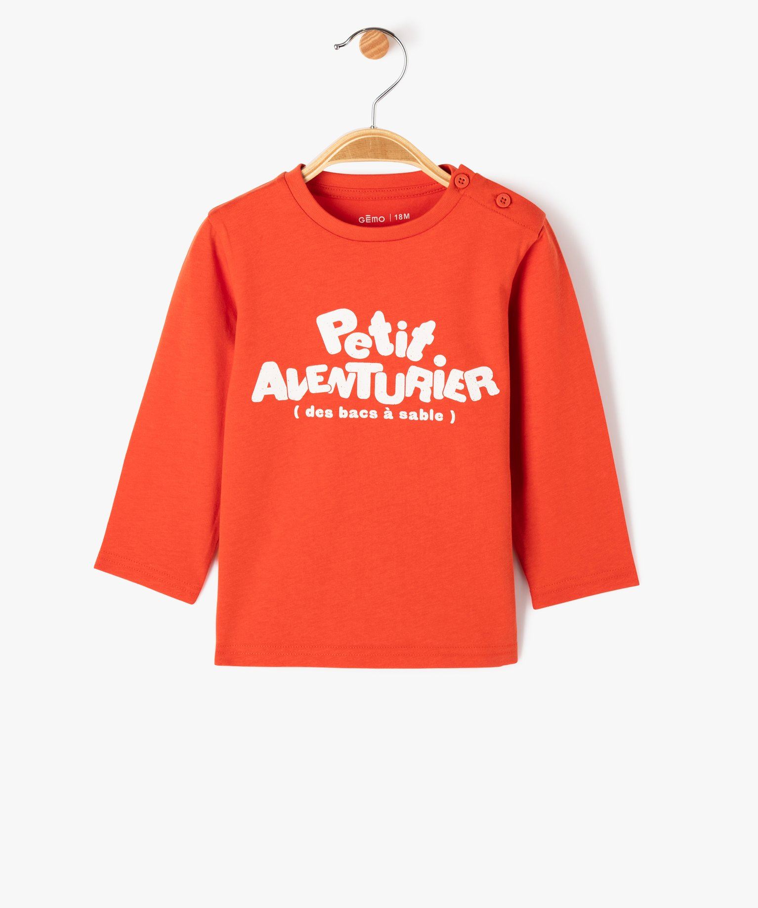 tee-shirt manches longues a message fantaisie bebe garcon rouge tee-shirts manches longues