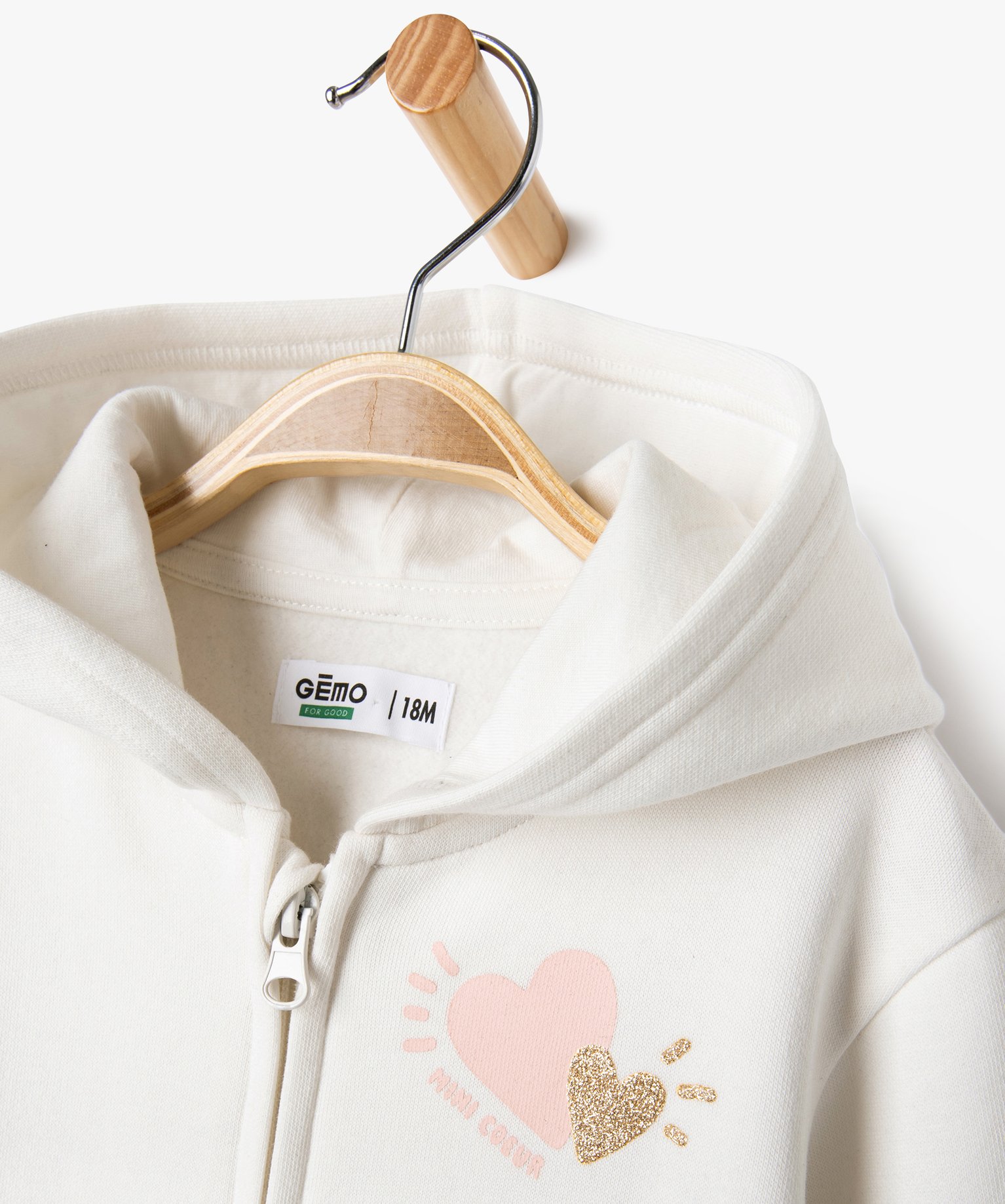 sweat zippe a capuche interieur molletonne bebe fille beige sweats bebe GEMO