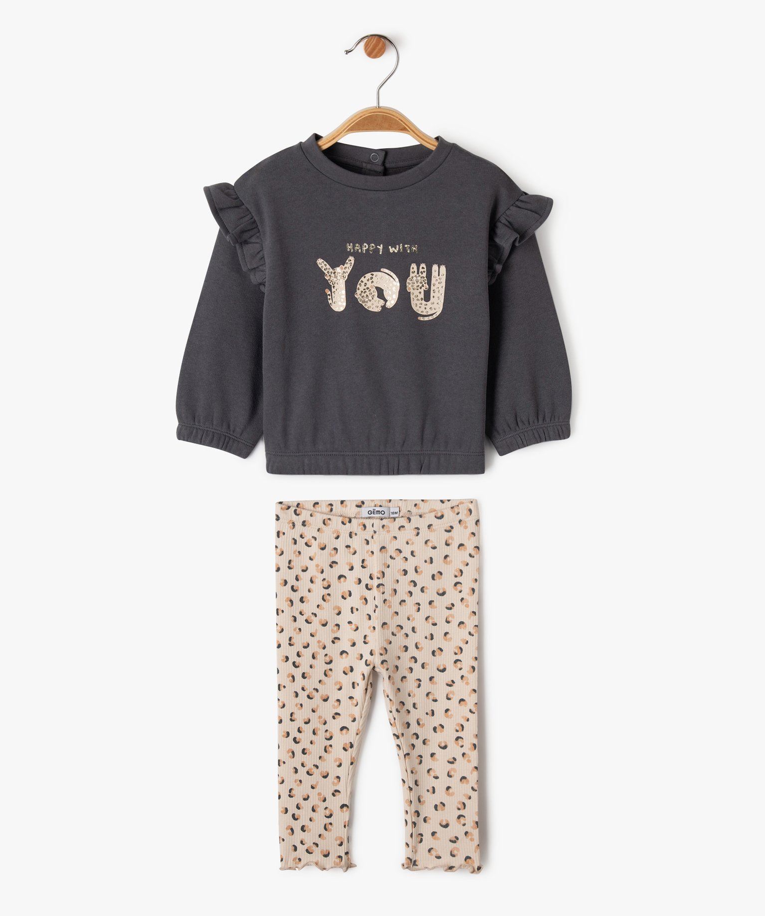 ensemble 2 pieces sweat et legging bebe fille gris sweats
