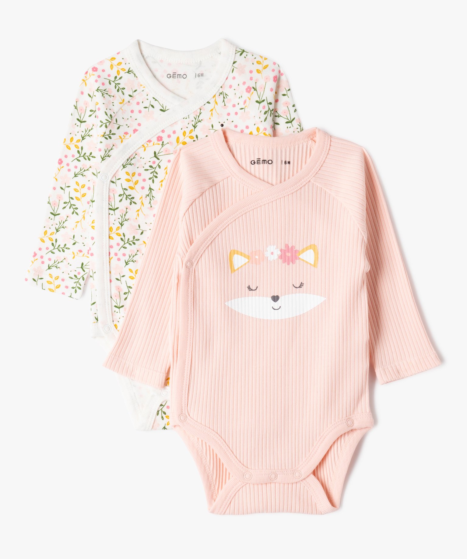 bodies a manches longues fermeture croisee bebe lot de 2 rose body manches longues bebe GEMO