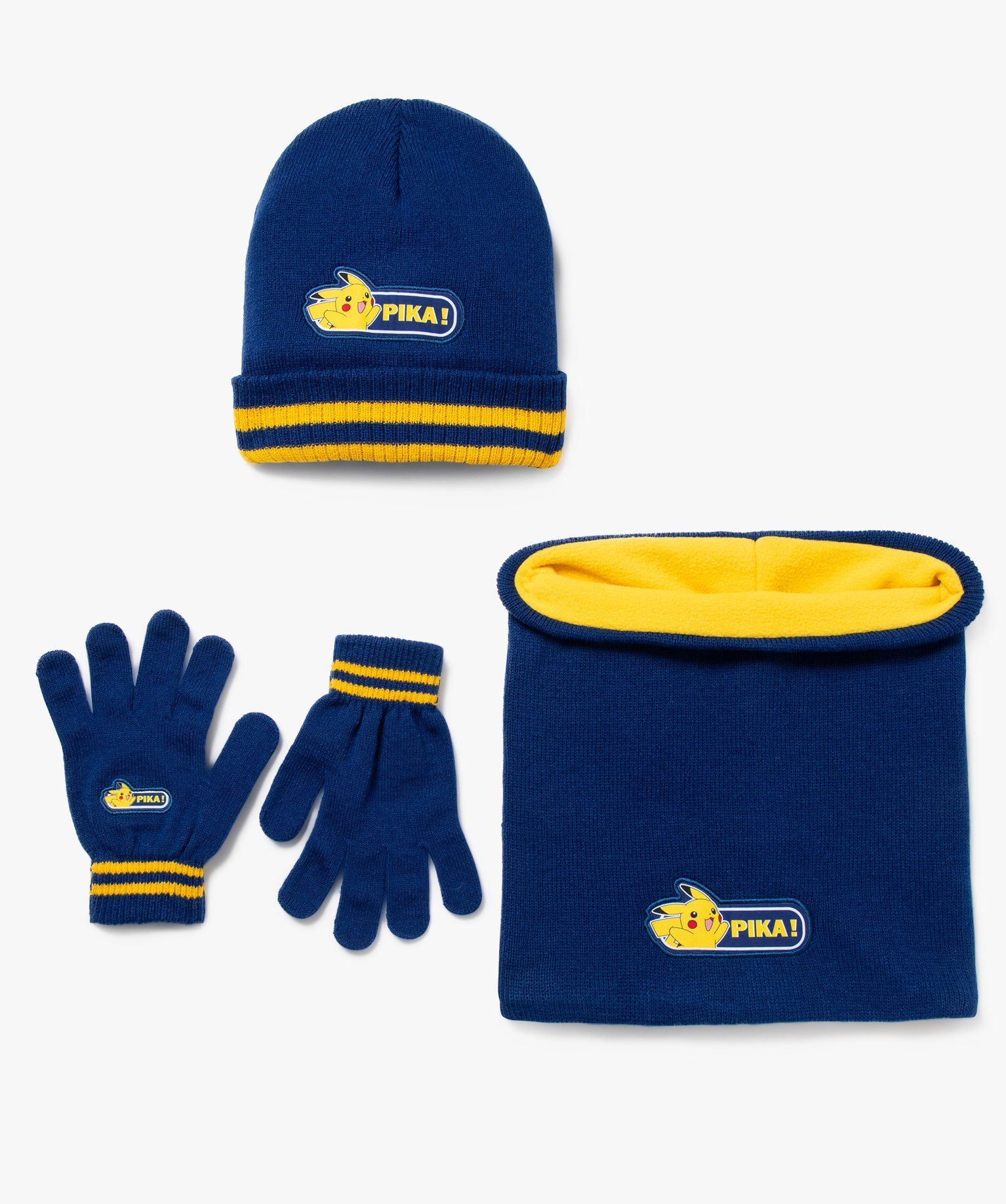 ensemble accessoires hiver garcon (lot de 3) - pokemon bleu standard foulards echarpes et gants