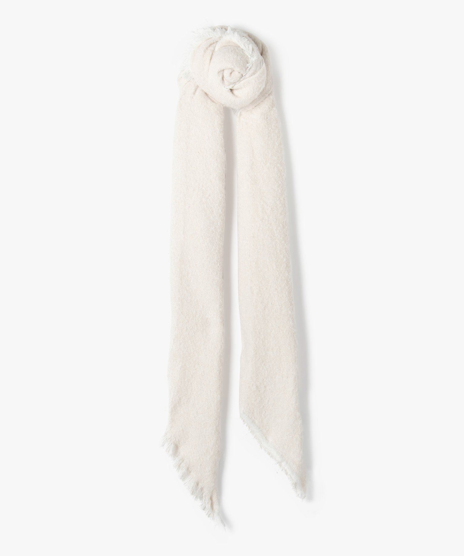 echarpe avec fil metallise et finitions franges femme beige bonnets echarpes gants