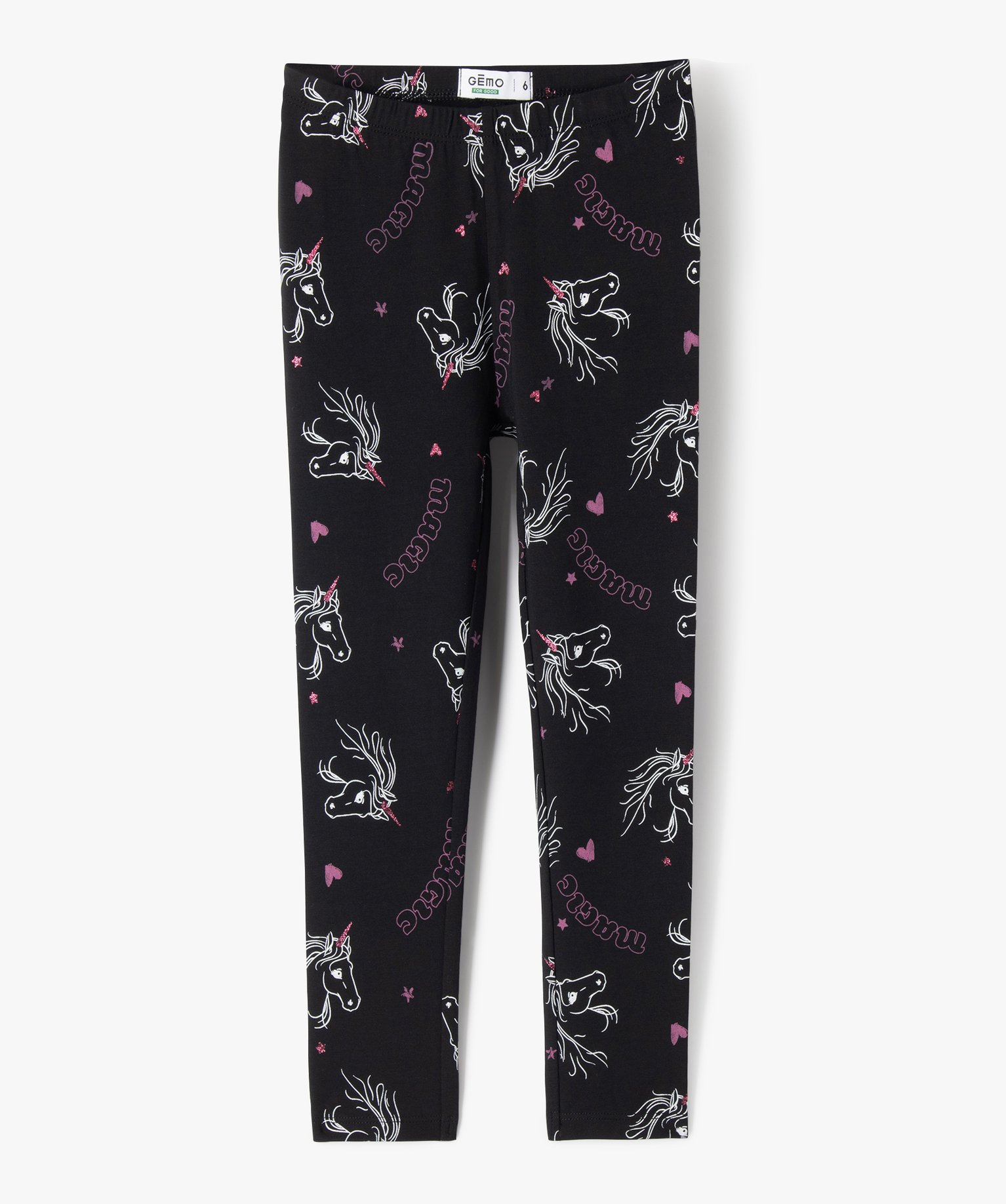 leggings imprime avec taille elastique fille noir fille GEMO