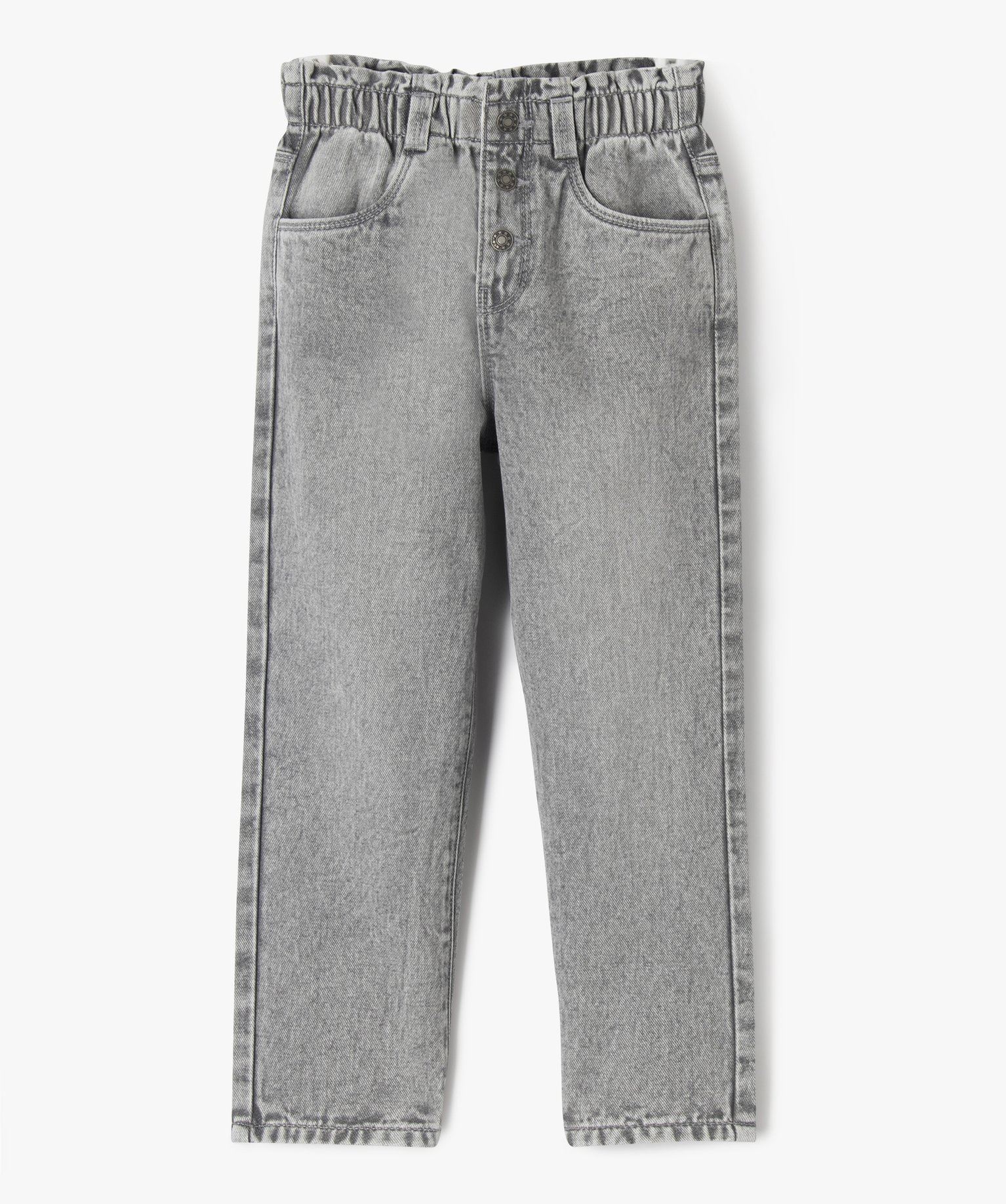 jean slouchy a taille haute ajustable fille gris standard jeans