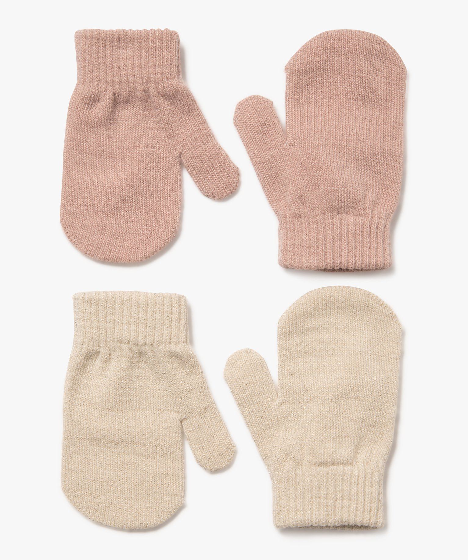 moufles unies bebe fille (lot de 2) rose standard accessoires