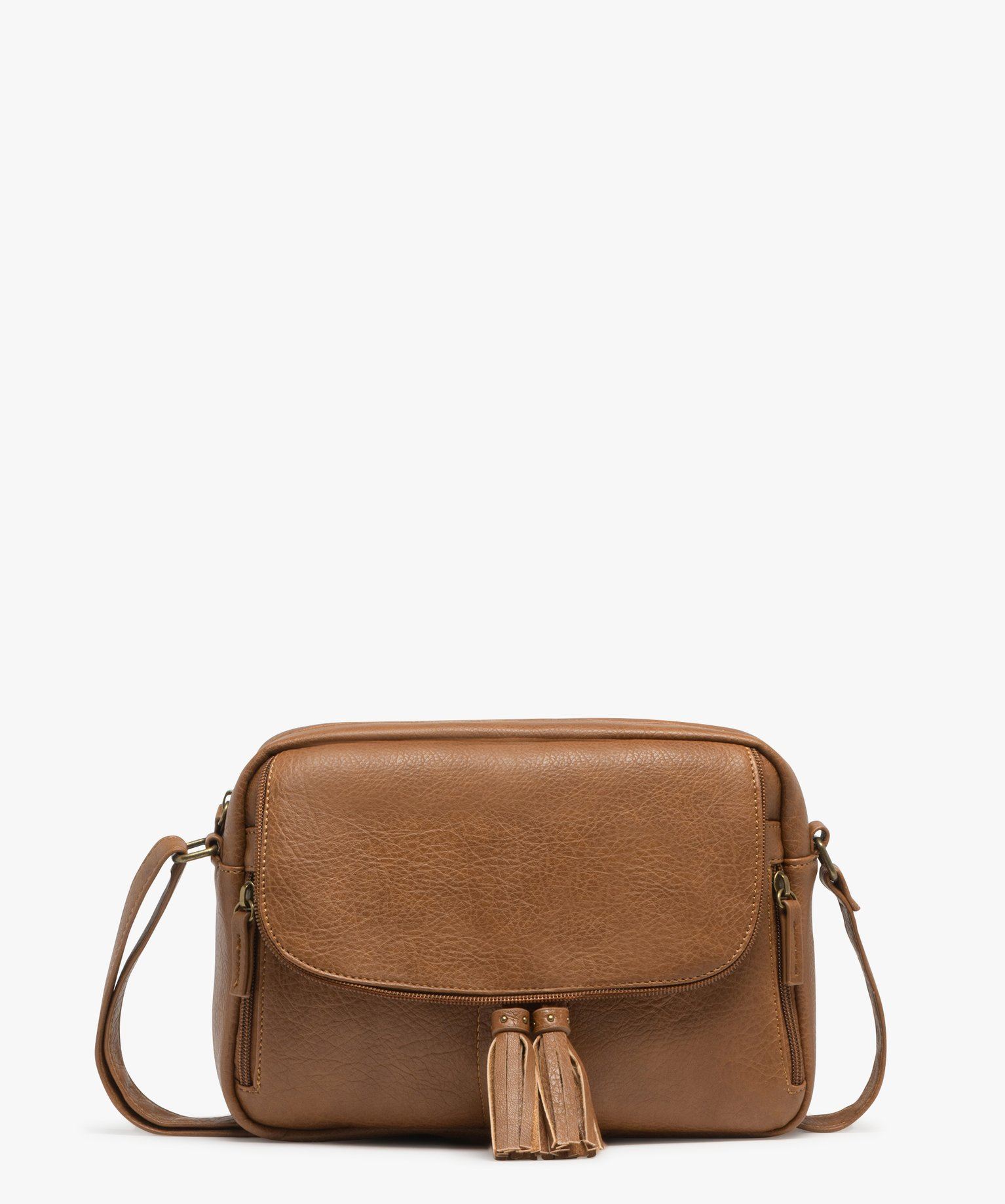 sac besace zippe avec pochette a rabat marron vif sacs bandouliere