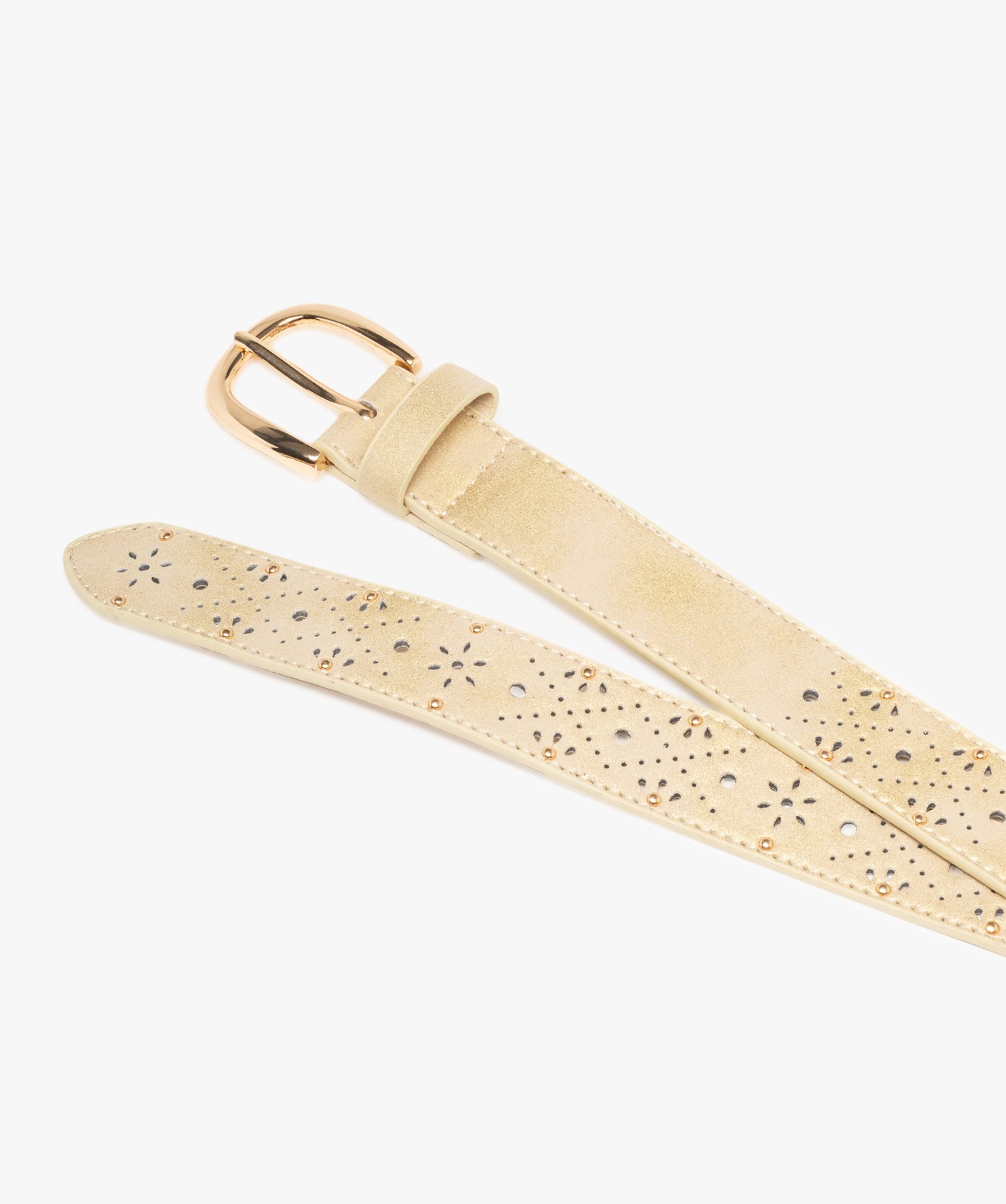 ceinture brillante ajouree et a clous femme dore ceintures femme GEMO