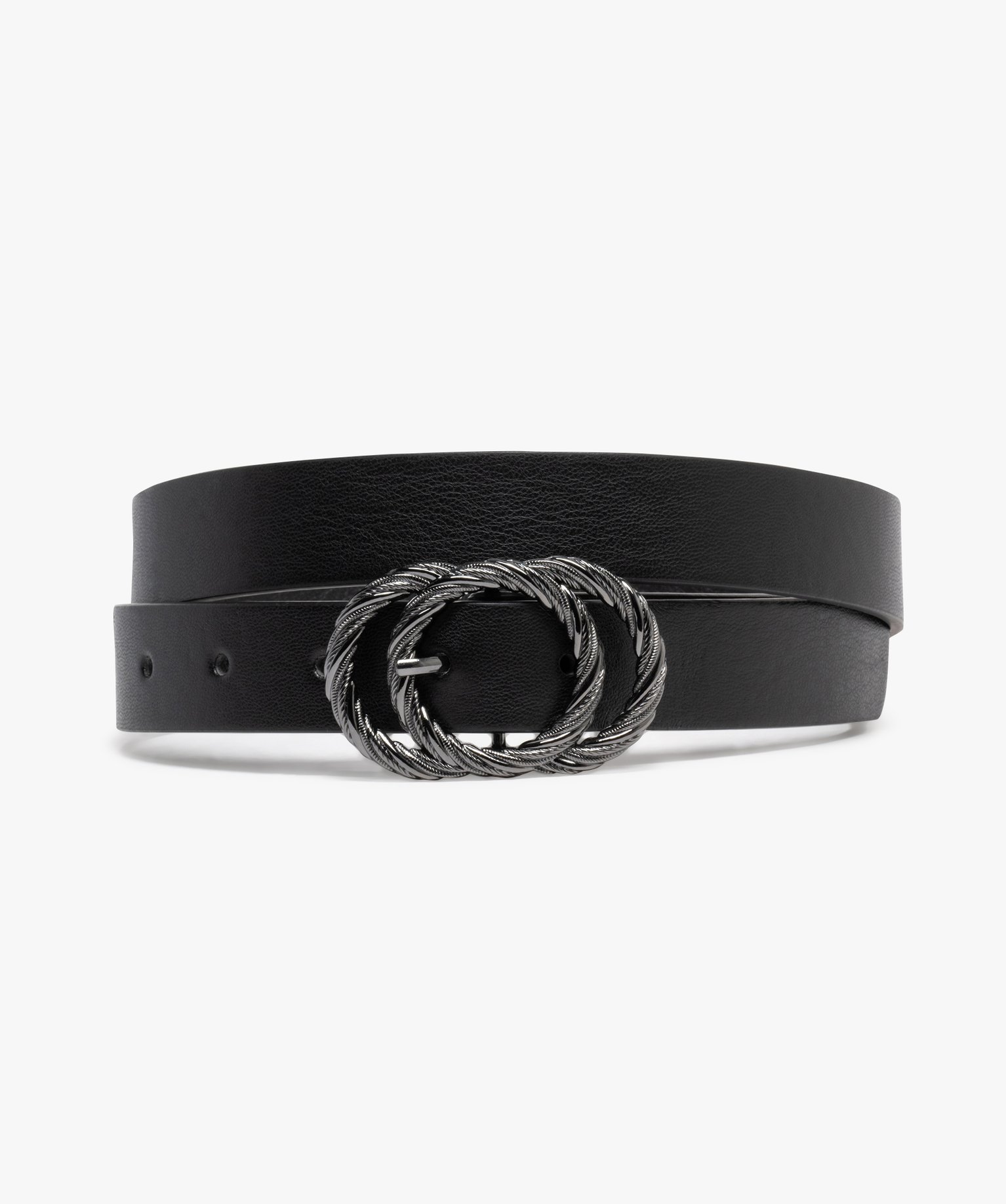 ceinture avec double boucle en metal torsade femme noir standard ceintures femme GEMO