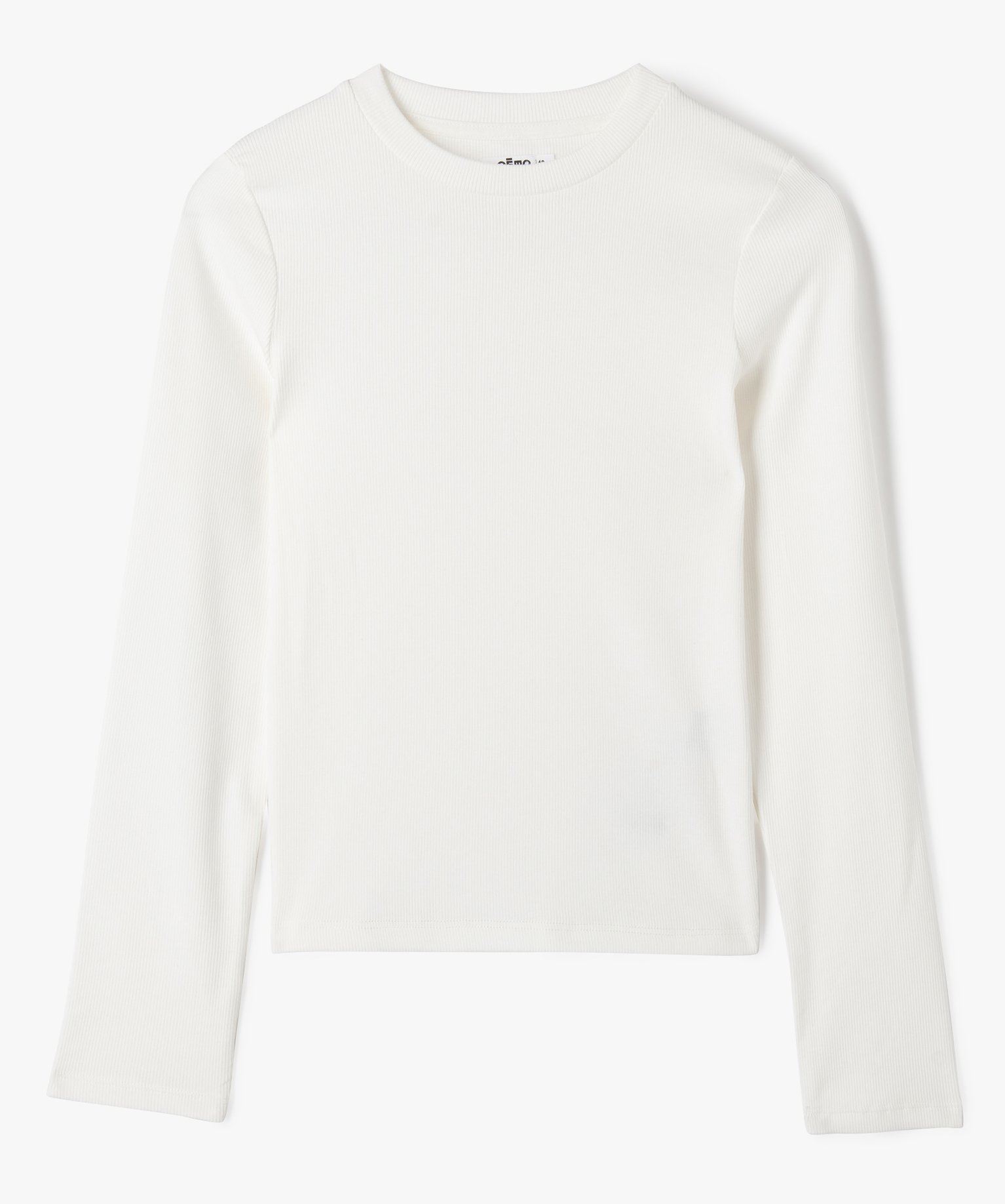 tee-shirt manches longues en maille cotelee fille blanc chine tee-shirts
