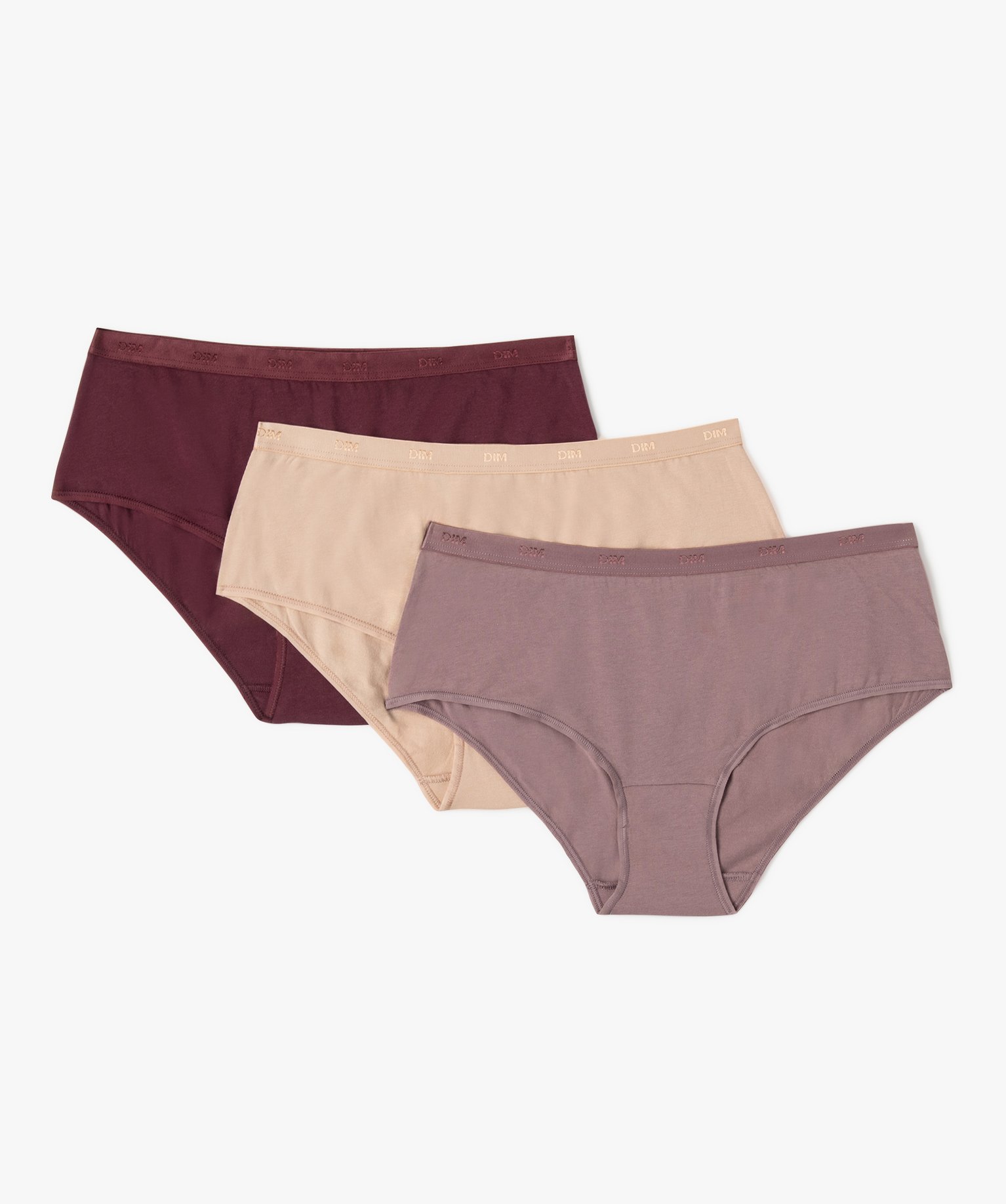 boxers en coton stretch femme lot de 3 les pockets eco dim violet shorties femme GEMO