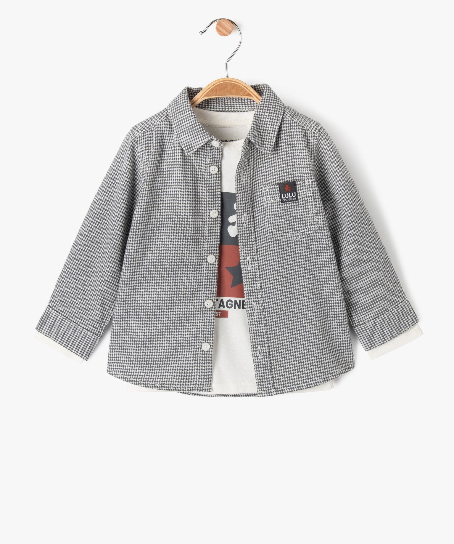 ensemble 2 pieces chemise et tee-shirt bebe garcon - lulucastagnette gris