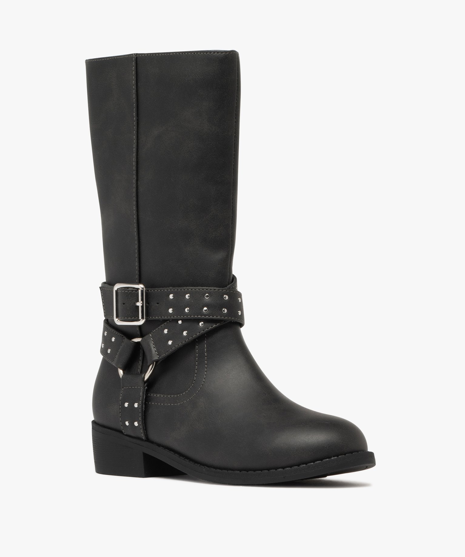 bottes fille a zip avec brides cavalieres fantaisie noir vif fille GEMO