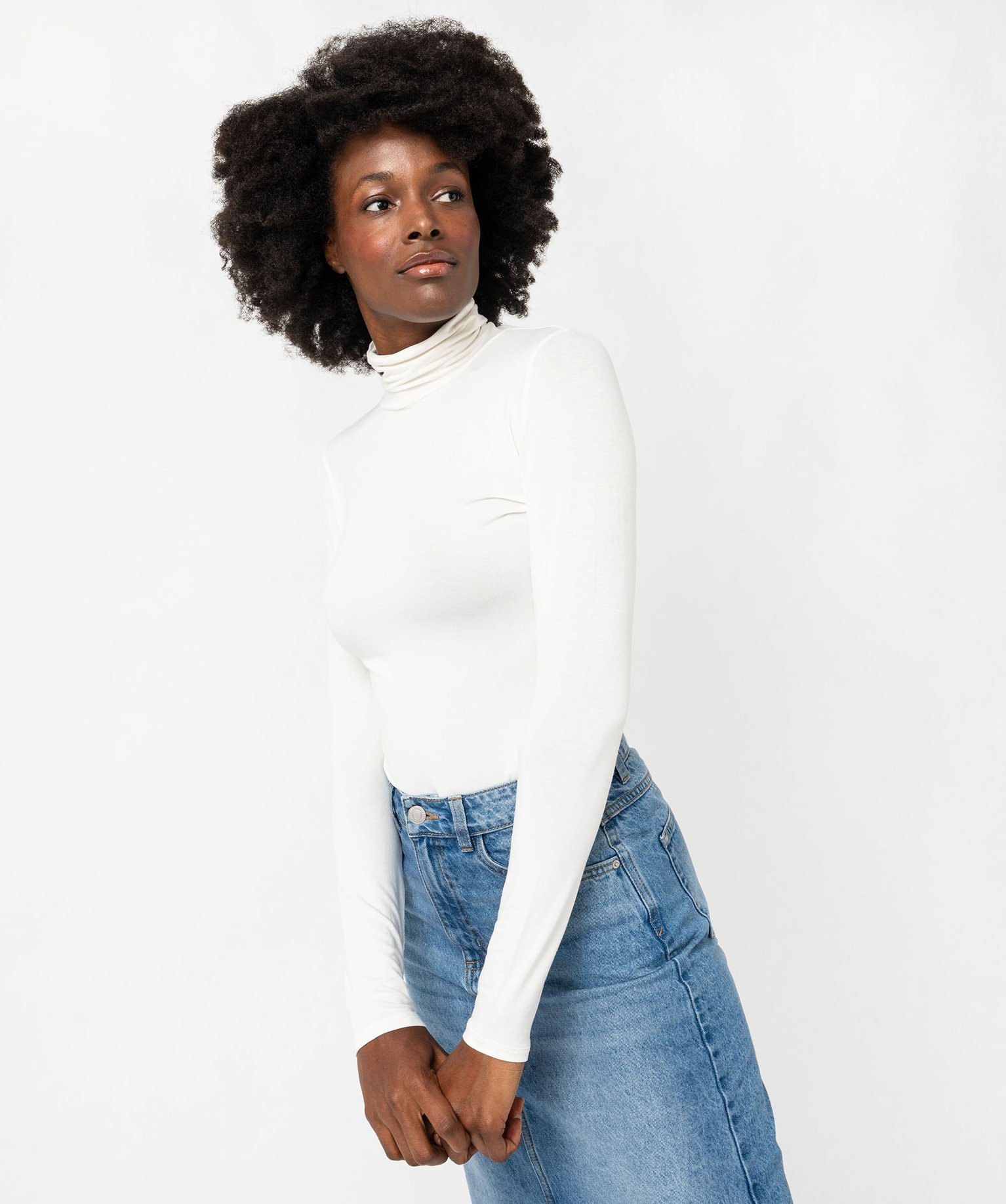 Tee shirt manche longue col roulé femme outlet