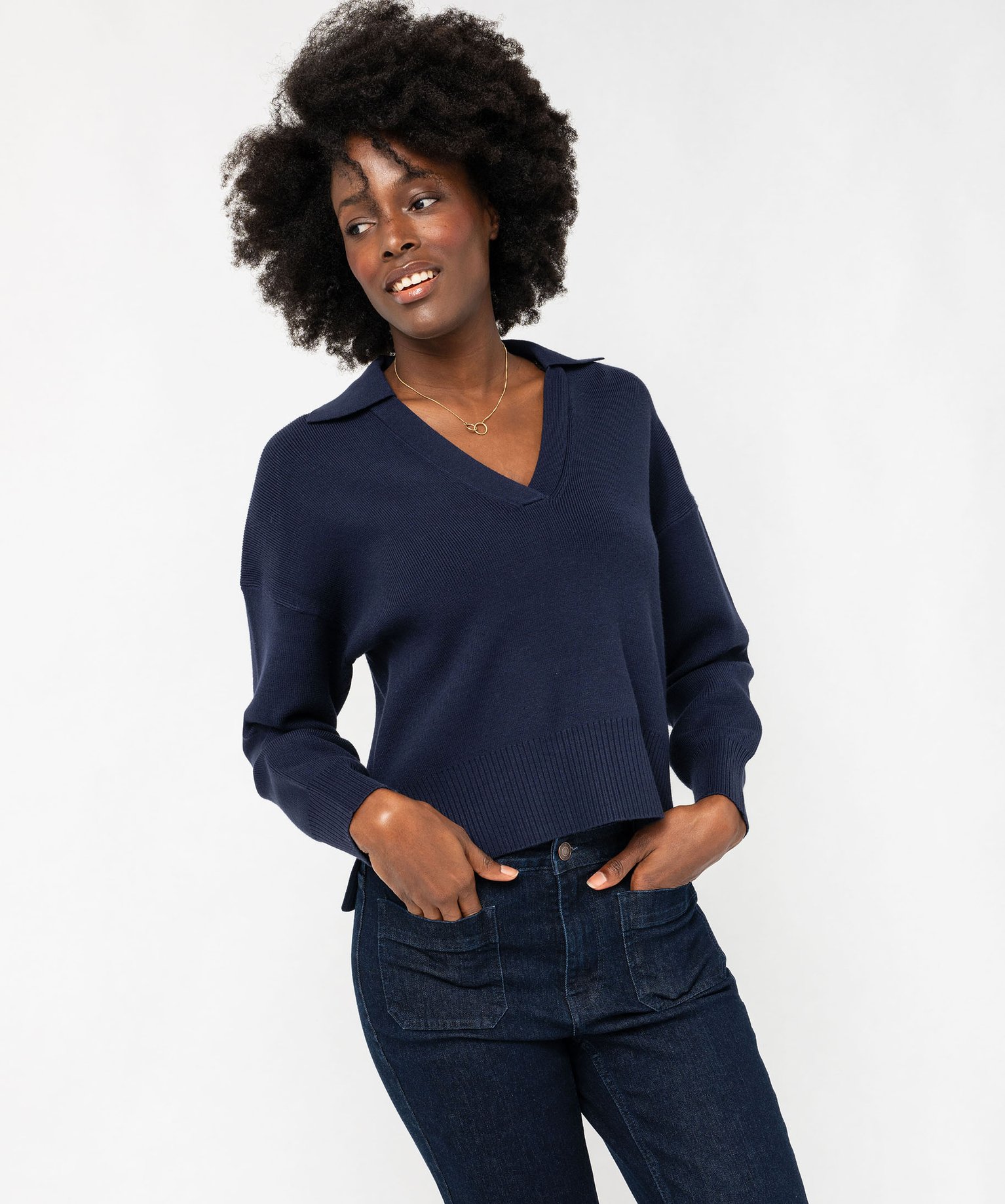 Pull decollete v femme best sale
