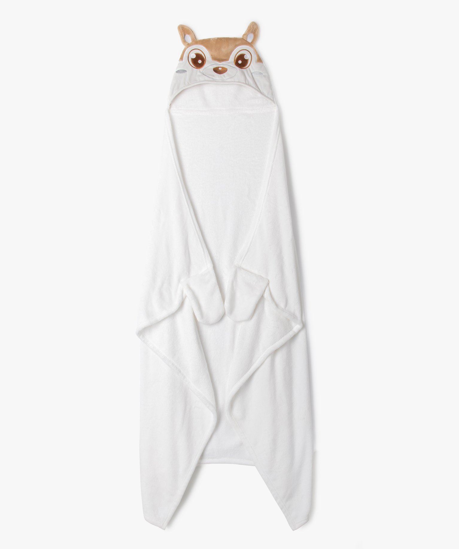 plaid a capuche motif faon enfant blanc standard