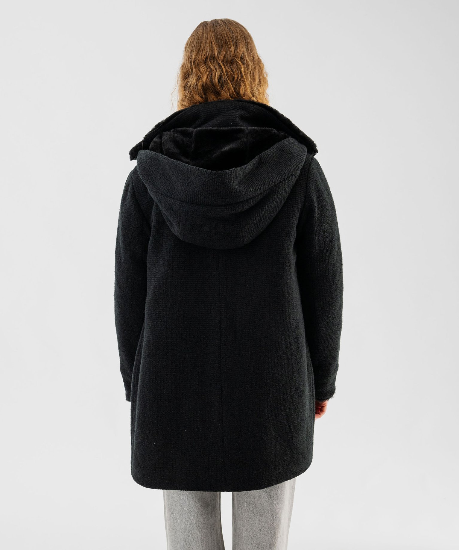 manteau a capuche doublee peluche femme noir manteaux femme GEMO
