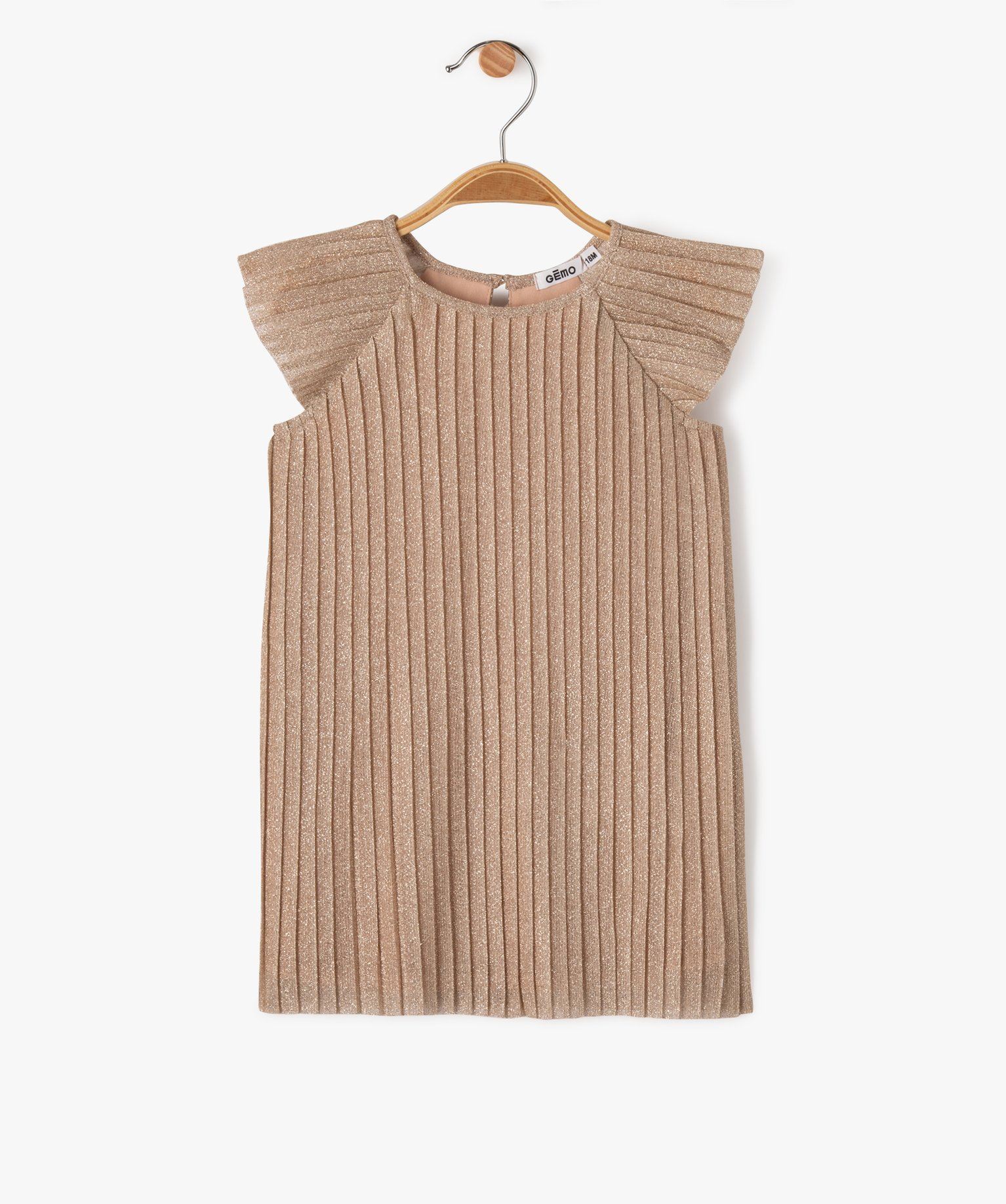 robe plissee pailletee bebe fille jaune robes