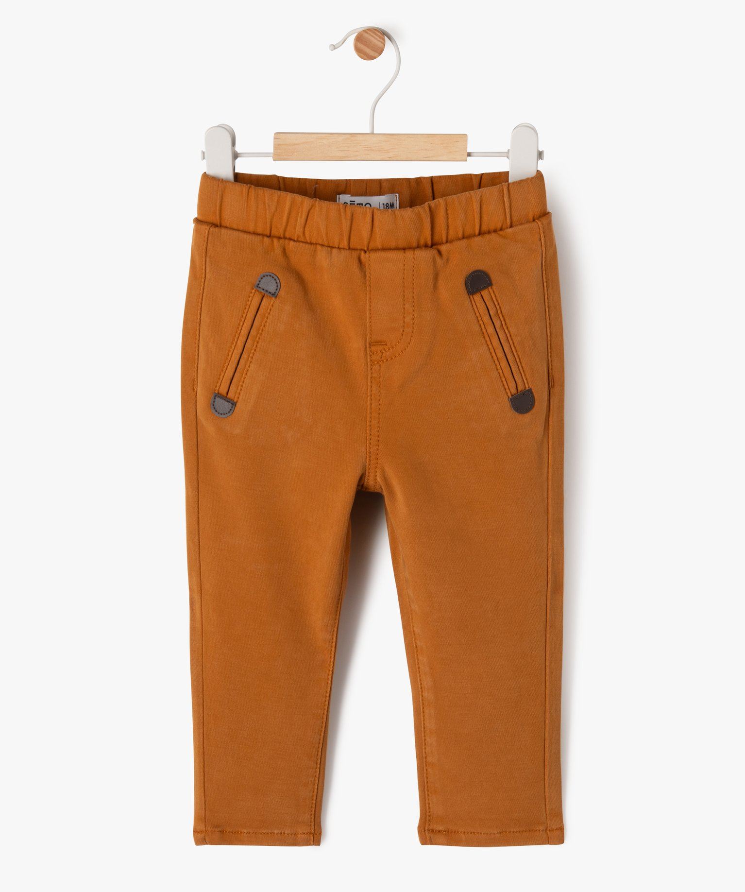 pantalon en maille extensible a taille elastiquee bebe garcon brun