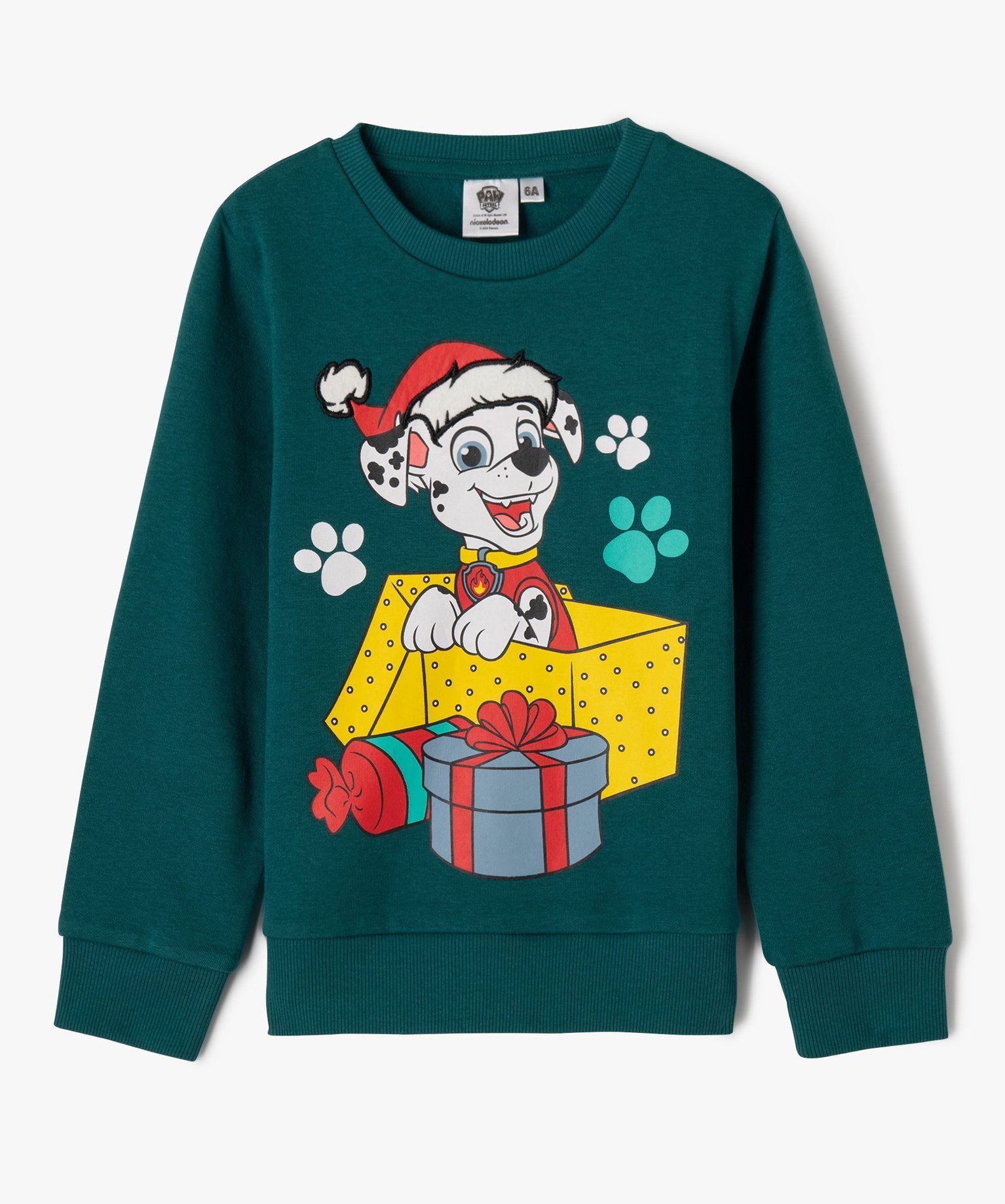 sweat de noel imprime marius garcon - la patpatrouille vert sweats