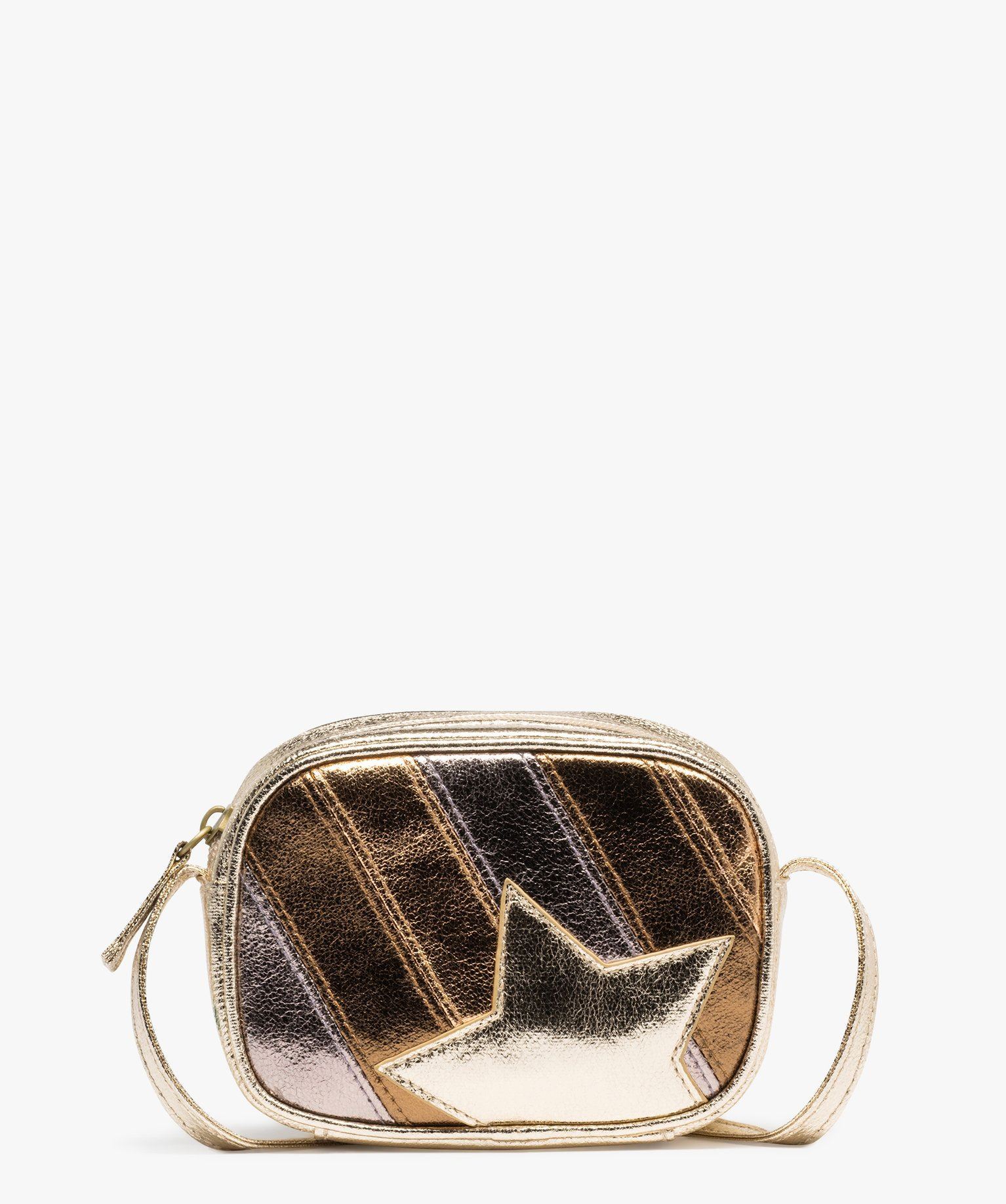 sac bandouliere zippe metallise fille jaune fille GÉMO