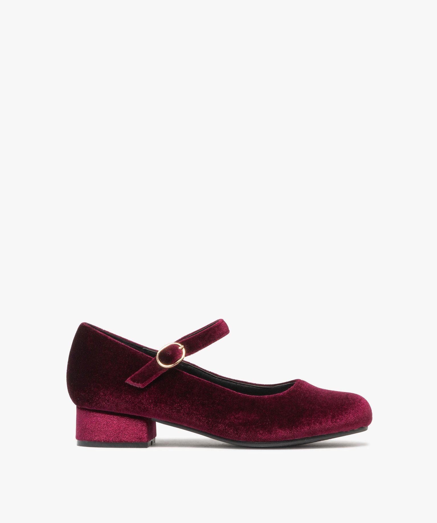 ballerines fille unies en suedine et a petit talon carre rouge